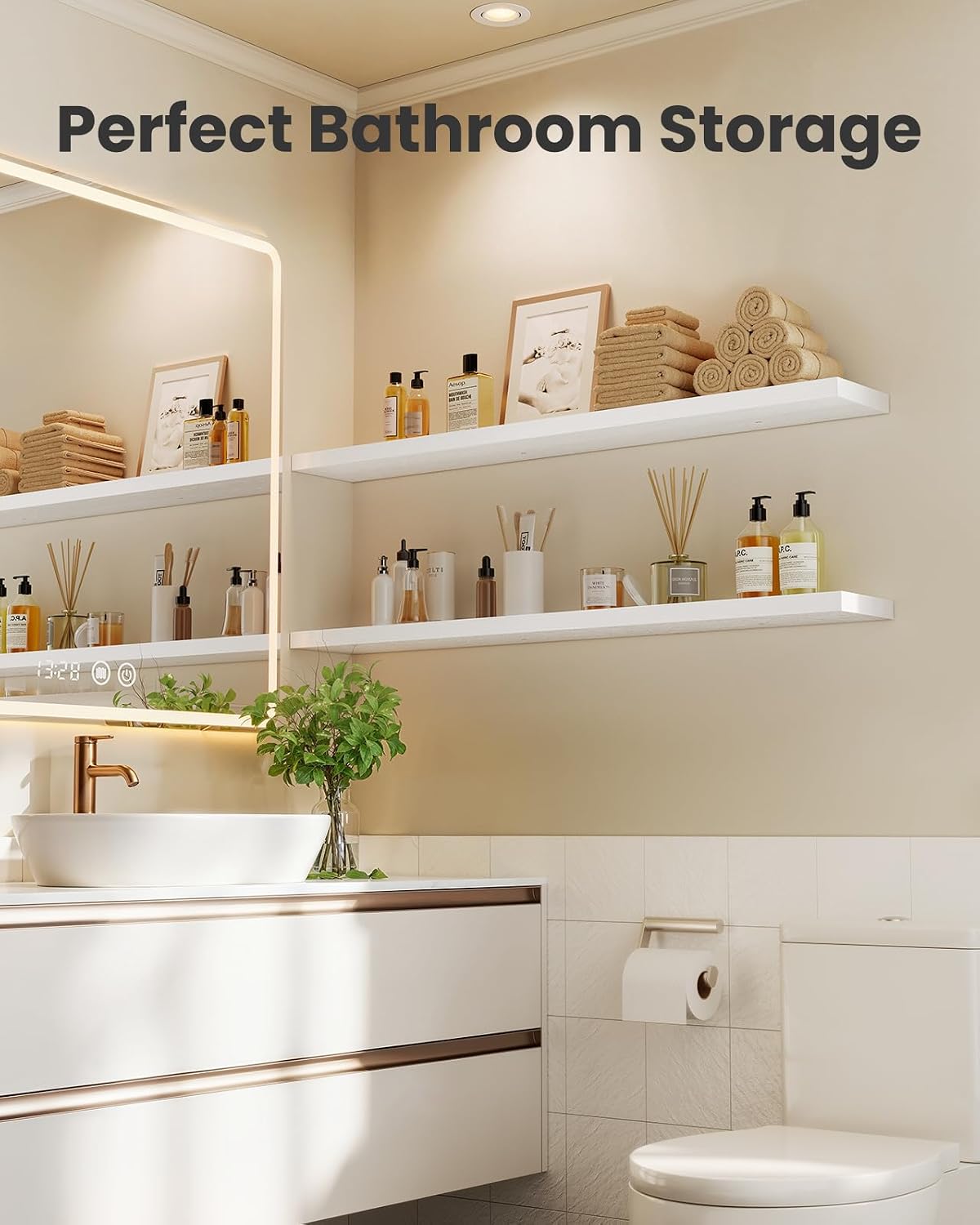 AMADA HOMEFURNISHING Floating Shelves, Wall Shelves for Bathroom/Living Room/Bedroom/Kitchen Decor