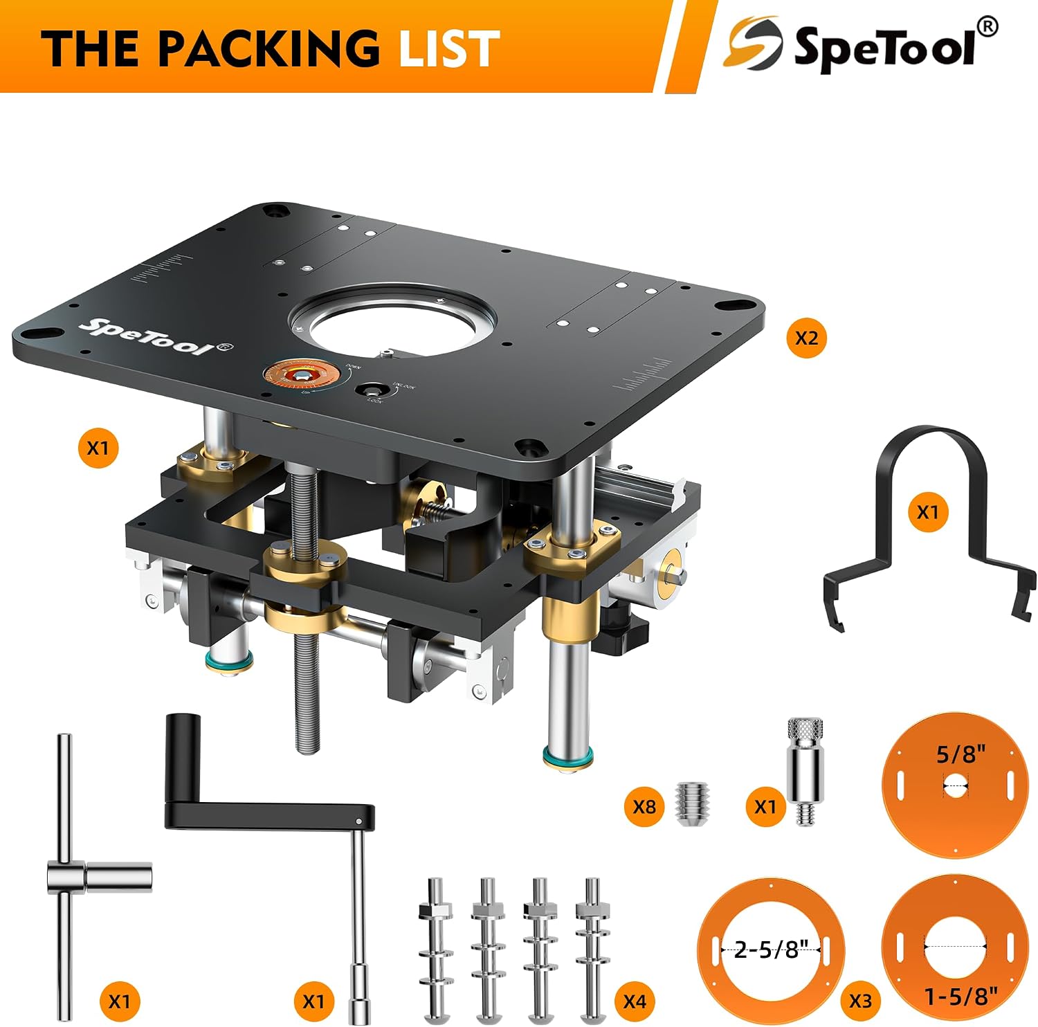SpeTool Router Lift System – Heavy-Duty Aluminum Router Lift Kit for Woodworking