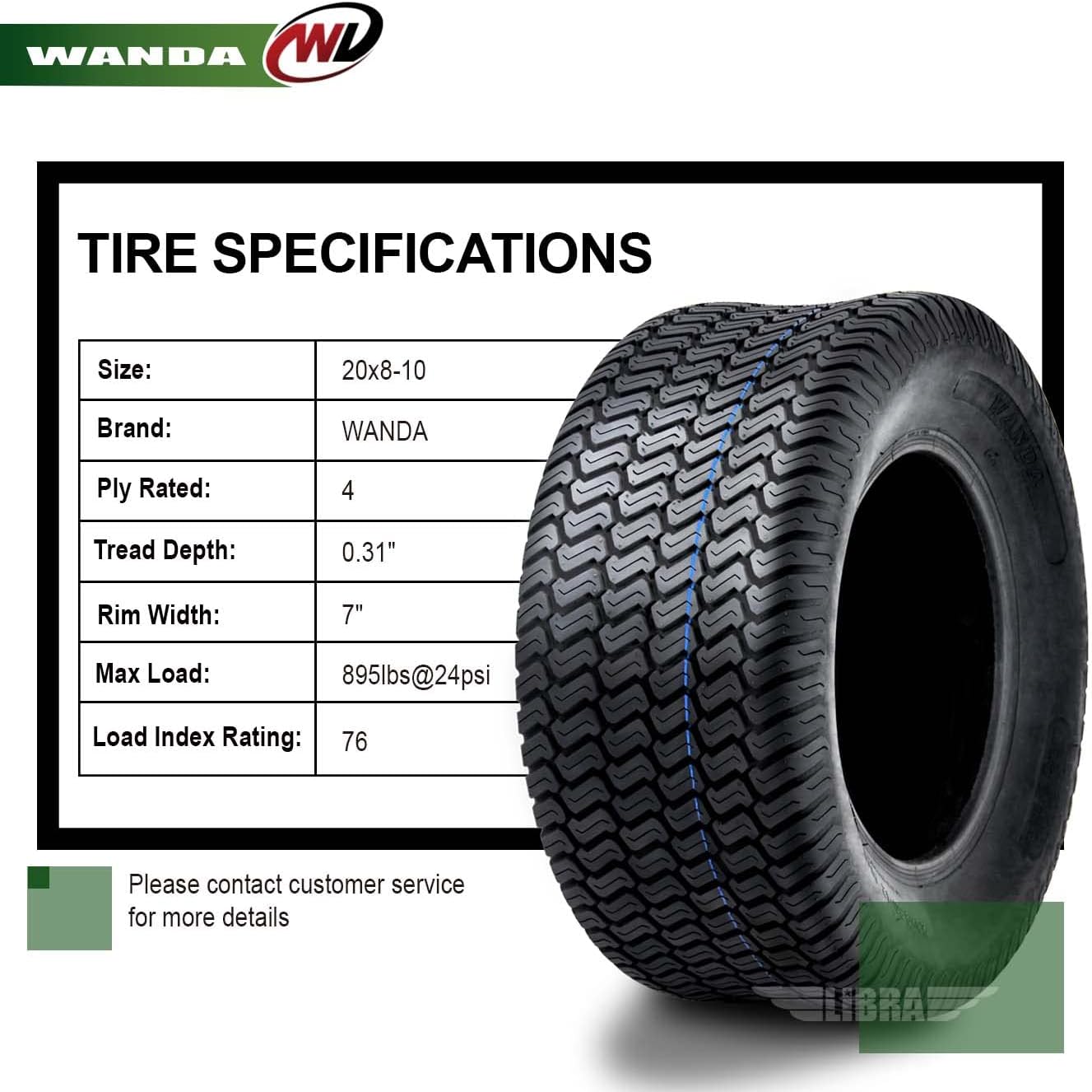 WANDA Set 2 15x6-6 15x6.00-6 Lawn Mower Tractor Turf Tires15x6x6 P332-13016 | Riding Lawn Mover, Garden Tractor