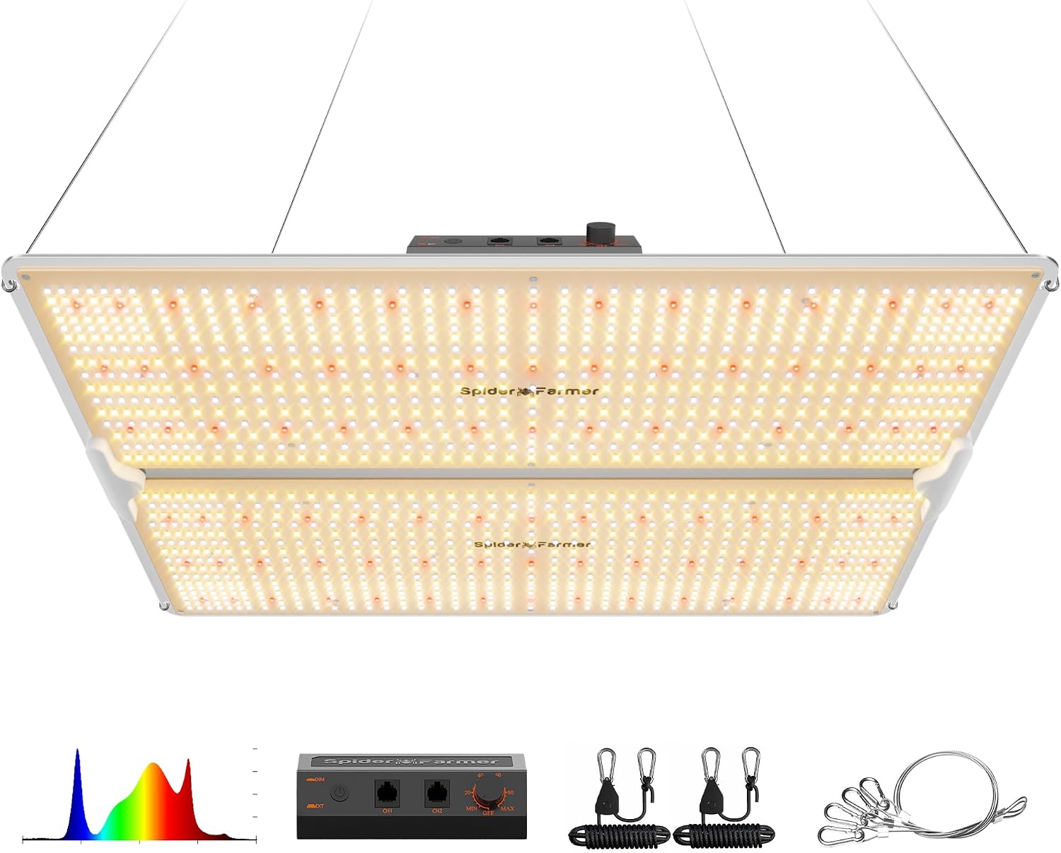Spider Farmer SF1000 LED Grow Lights for Indoor Plants in 2x2/3x3 Grow Tent | 100W Dimmable Full Spectrum Grow Light, New-Gen High-Efficiency Diodes 2.5 PPE System for Seed Starting, Vegetables & Bloom