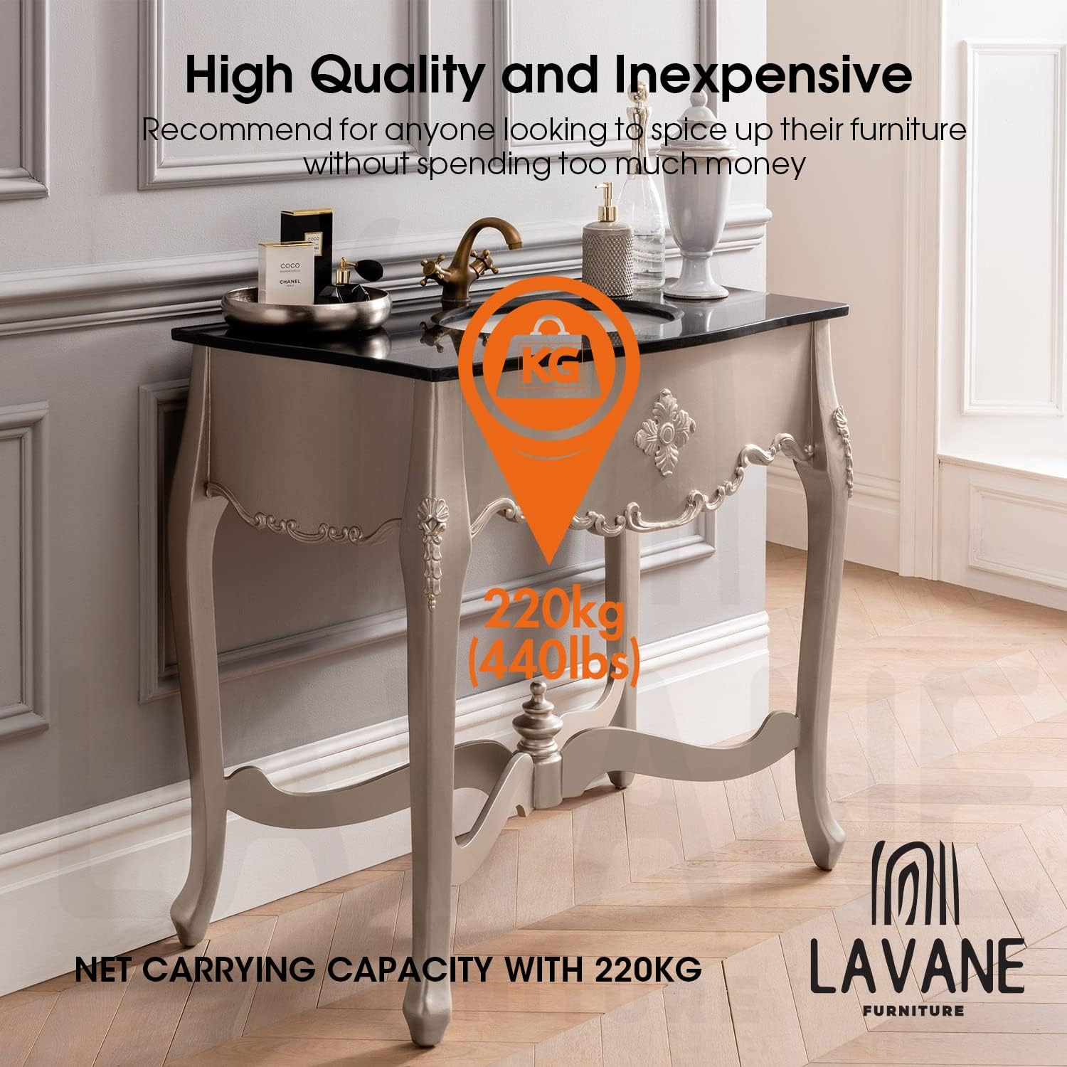 La Vane 6 inch / 15cm Wooden Furniture Legs, Set of 4 European Style Solid Wood Carving Furniture Replacement Feet Decoration for Sofa Cabinet Wardrobe Table Loveseat