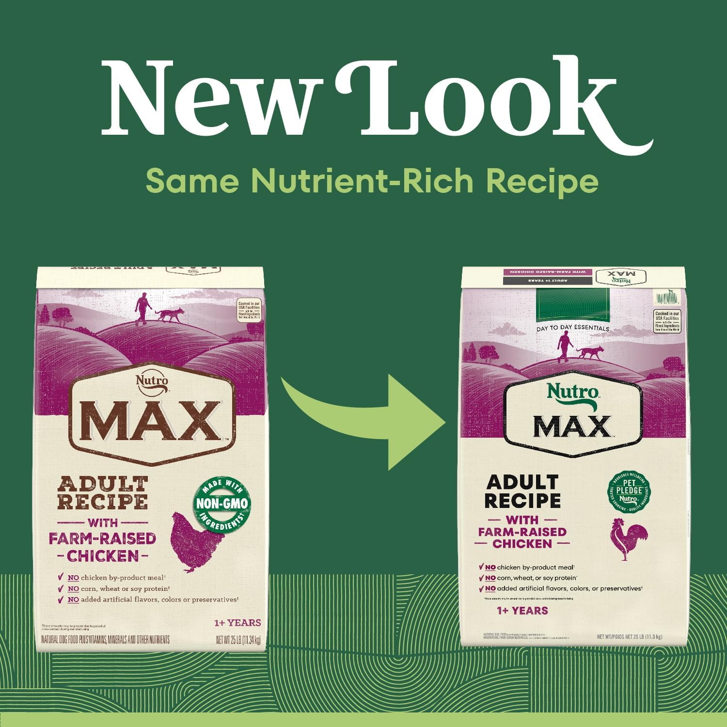 Nutro Max Adult Recipe Dry Dog Food, Farm-Raised Beef, 25 lb | Non-GMO ingredients, wholesome grains, no chicken by-product meal/corn, wheat, soy, supports muscles, energy & vitality
