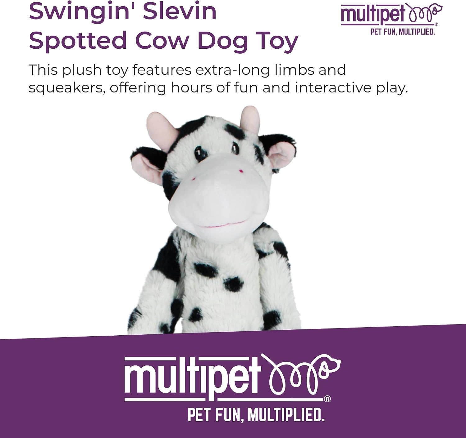 Multipet Swingin' Safari Monkey Dog Plush Toy - Squeaky Dog Toy for All Dogs - Extra Soft Plush Dog Toy - Stuffed Animal Dog Toy for Cuddling & Playing - Cute Dog Pet Toy (27”, Brown, 5 Squeakers)