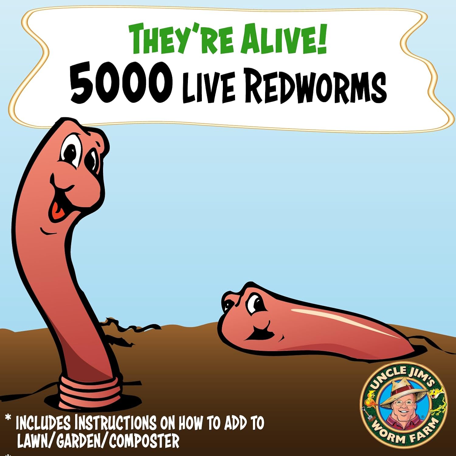 Uncle Jim's Worm Farm 5000 Count Red Wiggler Composting Worms Mix for Garden Soil or Fishing | Starter Pack of Compost Worms Improves Soil Structure