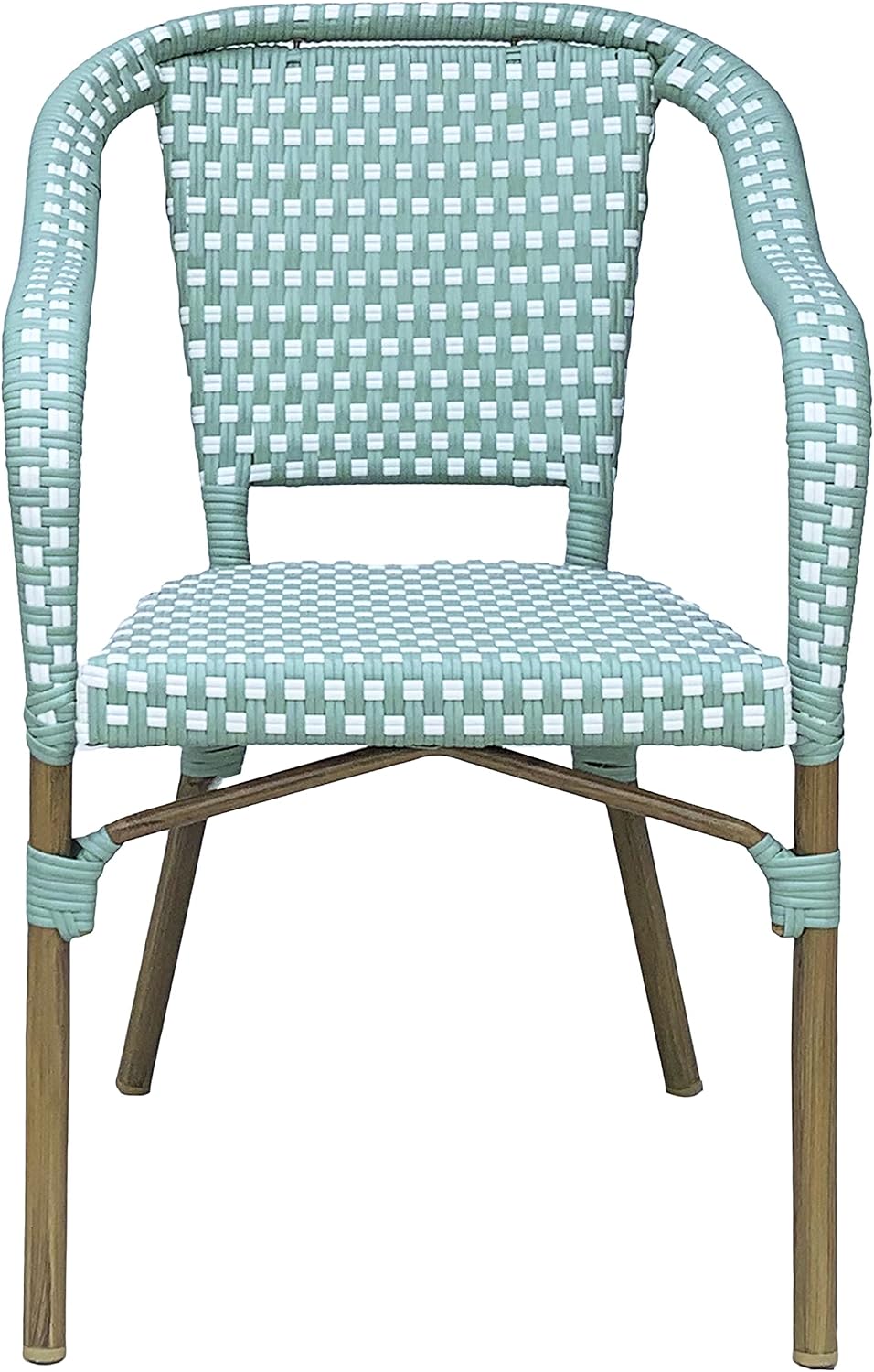 Christopher Knight Home Anastasia Outdoor French Bistro Chair (Set of 2), Black + White + Bamboo Print Finish