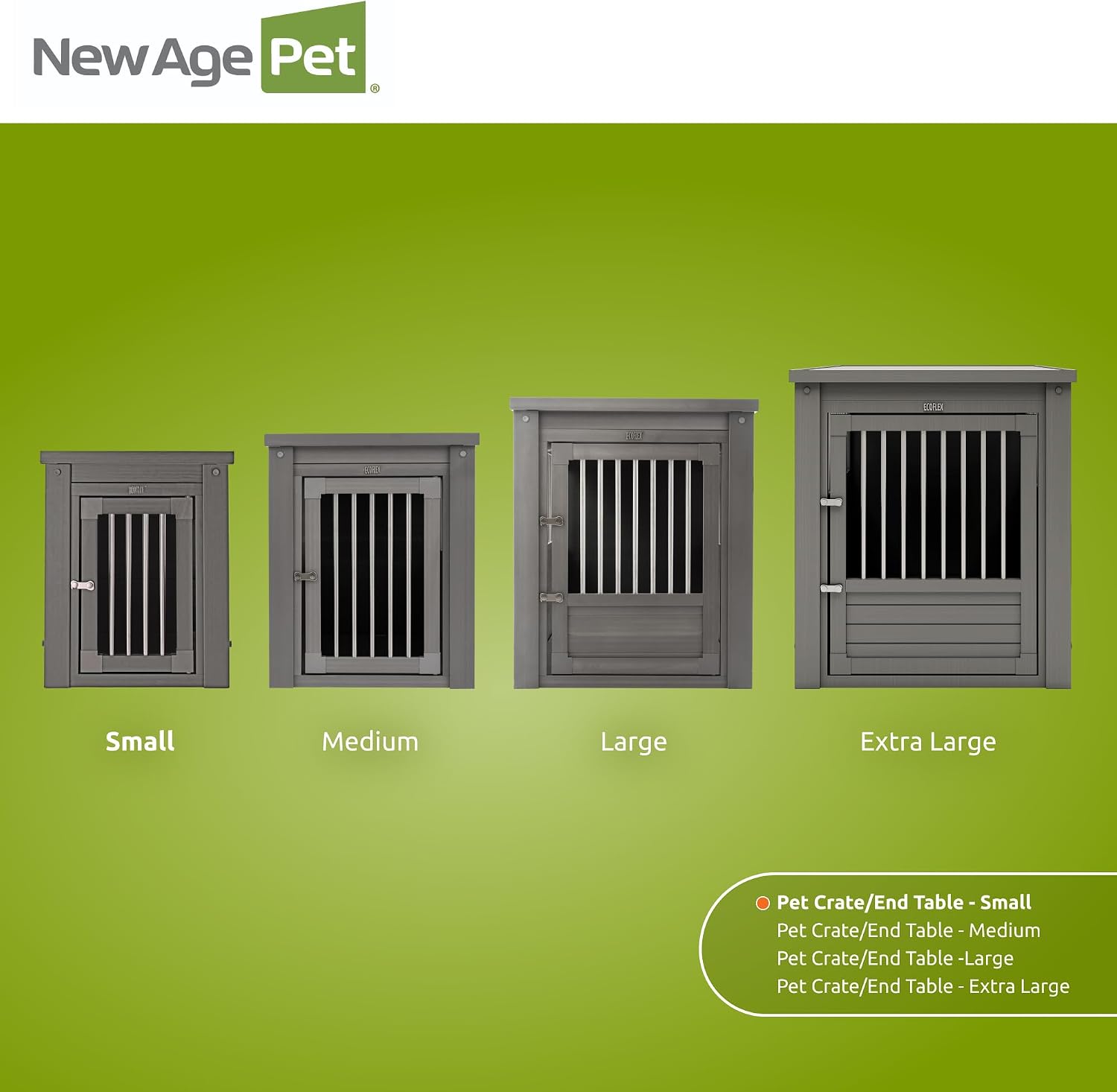 New Age Pet ecoFLEX Pet Crate/End Table, Small, Grey, Model:EHHC405S