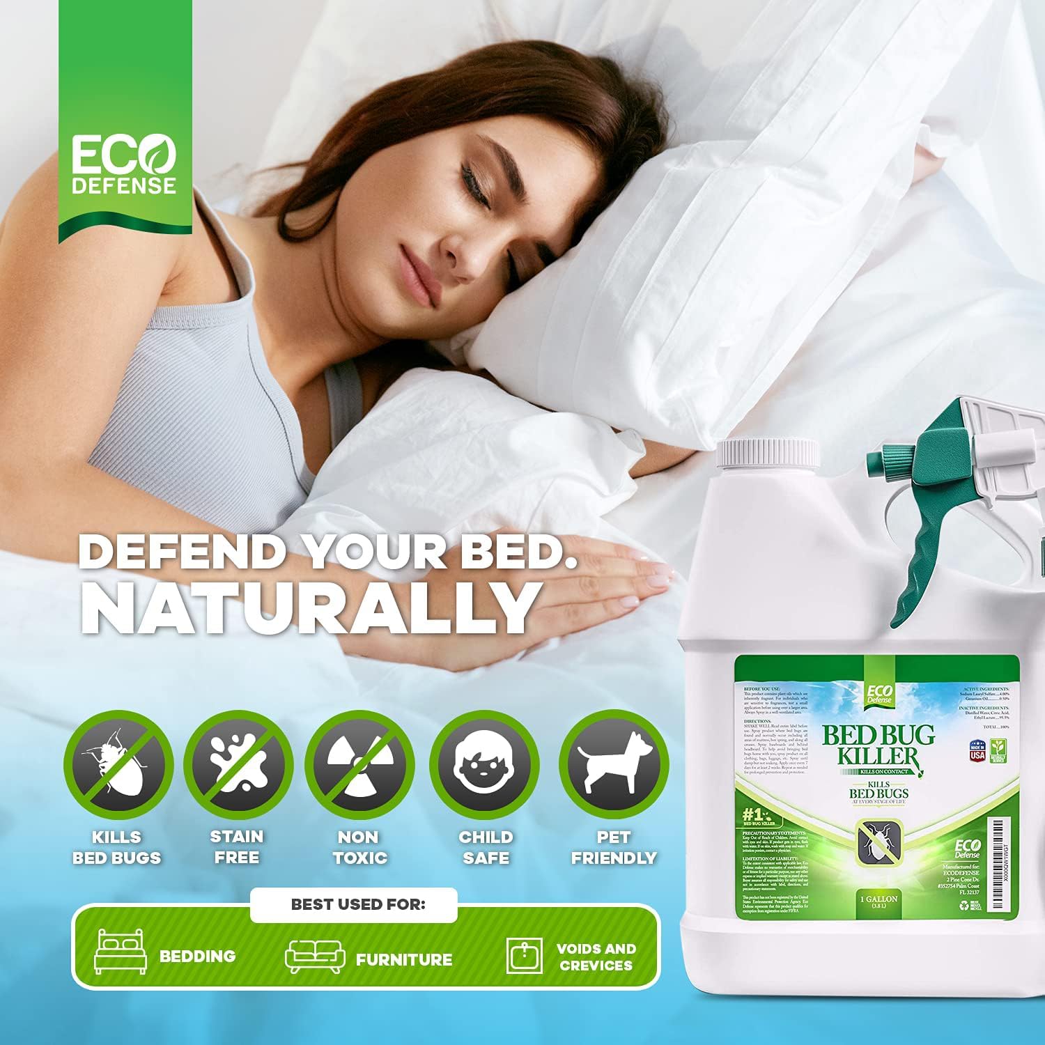 Bed Bug Killer - Bed Bug Spray & Dust Mite Spray - Natural Treatment - 16 Oz