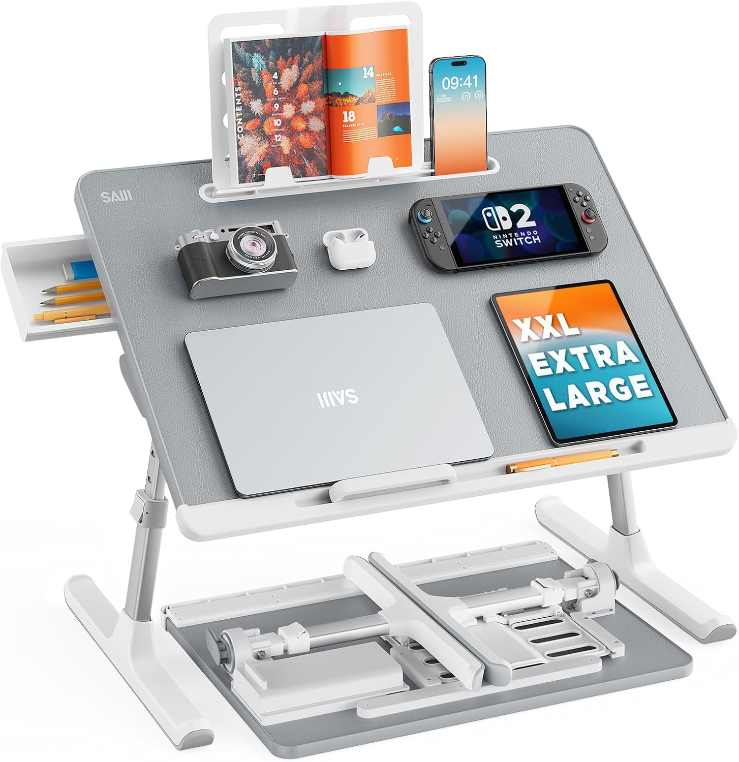 Laptop Lap Desk for Bed, SAIJI X-Large Adjustable Laptop Table