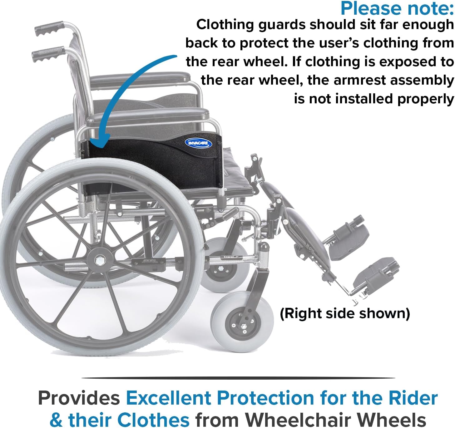 AlveyTech Full Length Clothing Guard for Invacare Tracer & 9000 Series Wheelchairs (Left) - Replacement Black 16" x6-1/2 Wheelchair Under Armrest