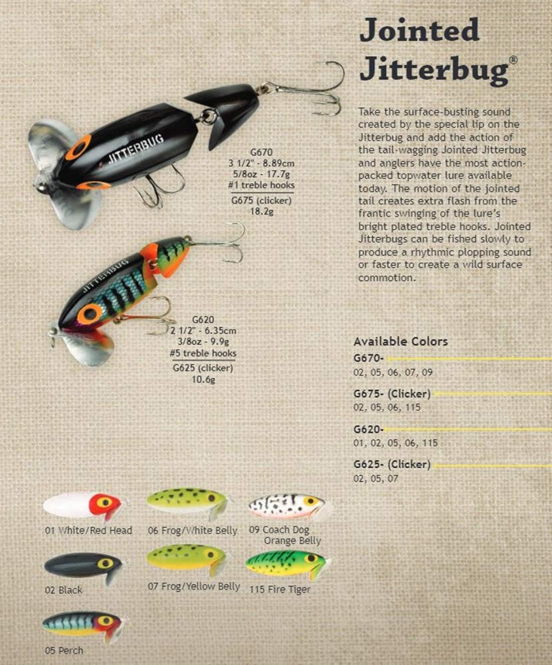 Arbogast Jitterbug Topwater Bass Fishing Lure - Excellent for Night Fishing