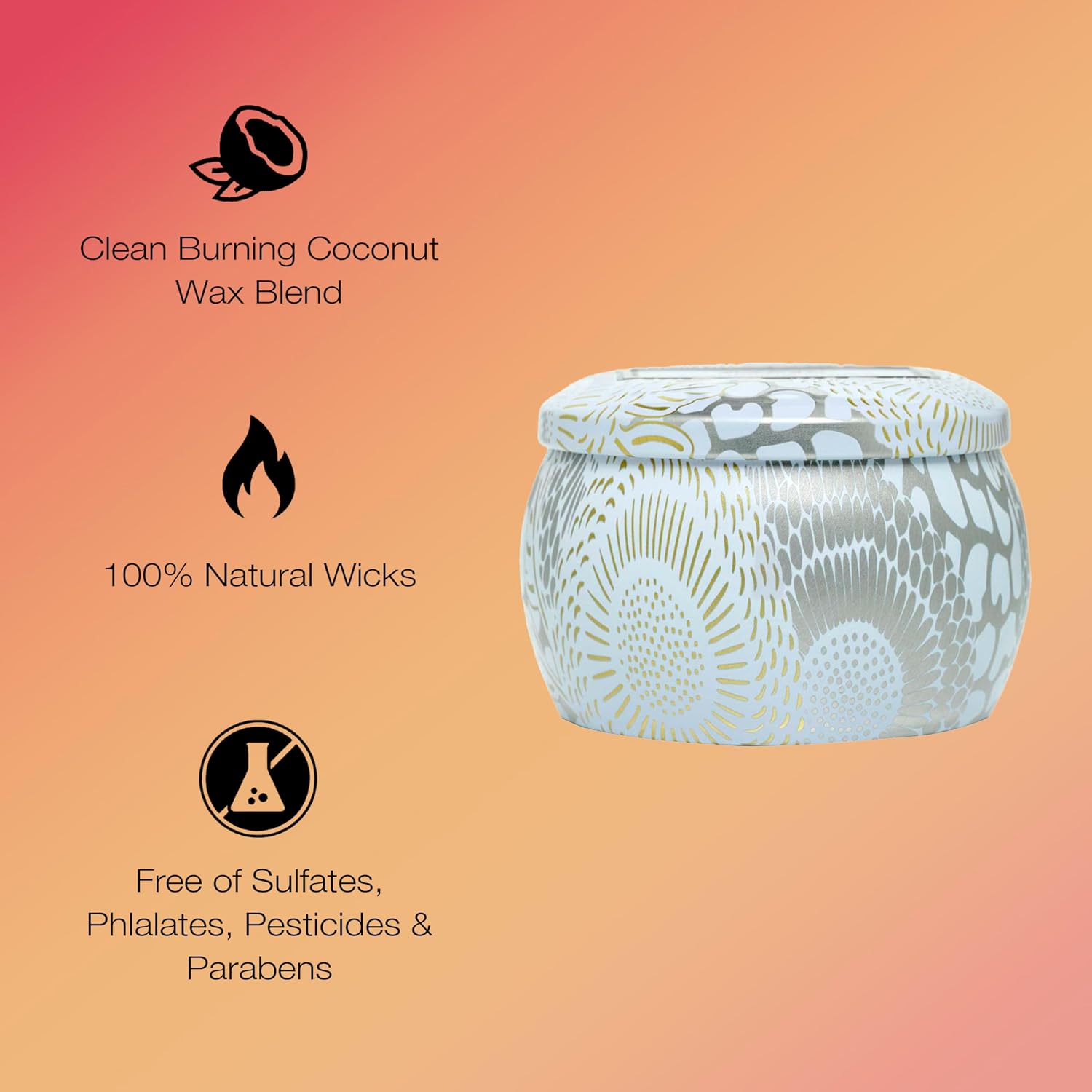 Voluspa Baltic Amber Candle | Mini Tin | 4 Oz. | 25 Hour Burn Time | Coconut Wax for a Cleaner Burn