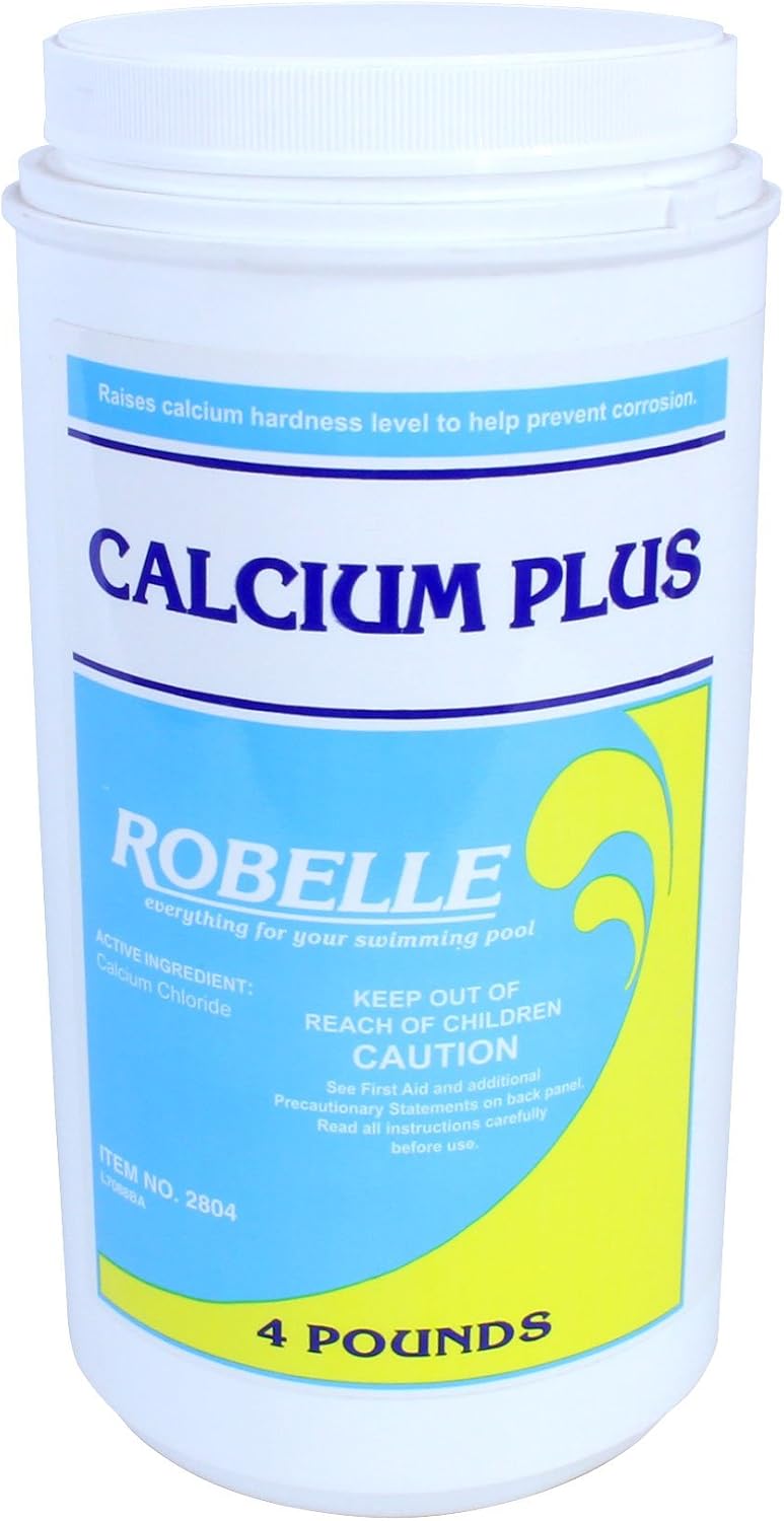 Robelle 4-Pounds Premium Pool Calcium Up, Made in USA | Pool Calcium Hardness Increaser, 100% Calcium Chloride, 8 ounces raises calcium hardness level 10 ppm per 5,000 gallons