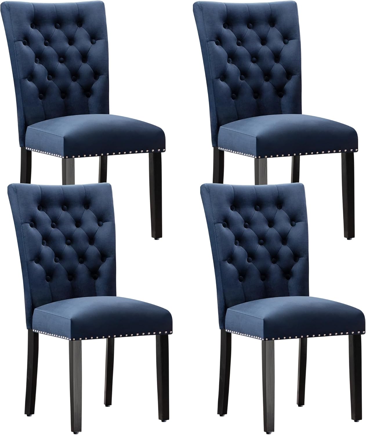 adochr Velvet Dining Chairs Set of 2, Parsons Kitchen Chair, Blue