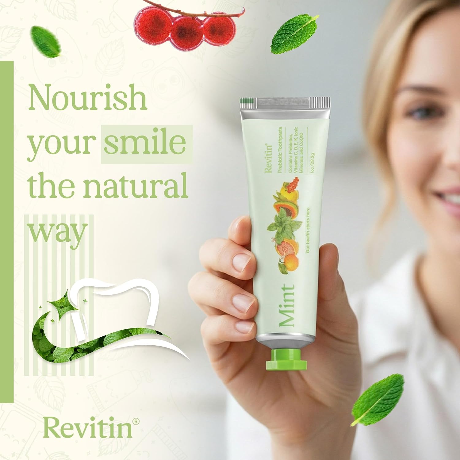 Revitin Toothpaste | Fluoride-Free Prebiotic Citrus Tooth Gel | No SLS, Gluten Free, Dye Free, GMO Free, No Sweeteners | Non-Toxic, Kid Approved