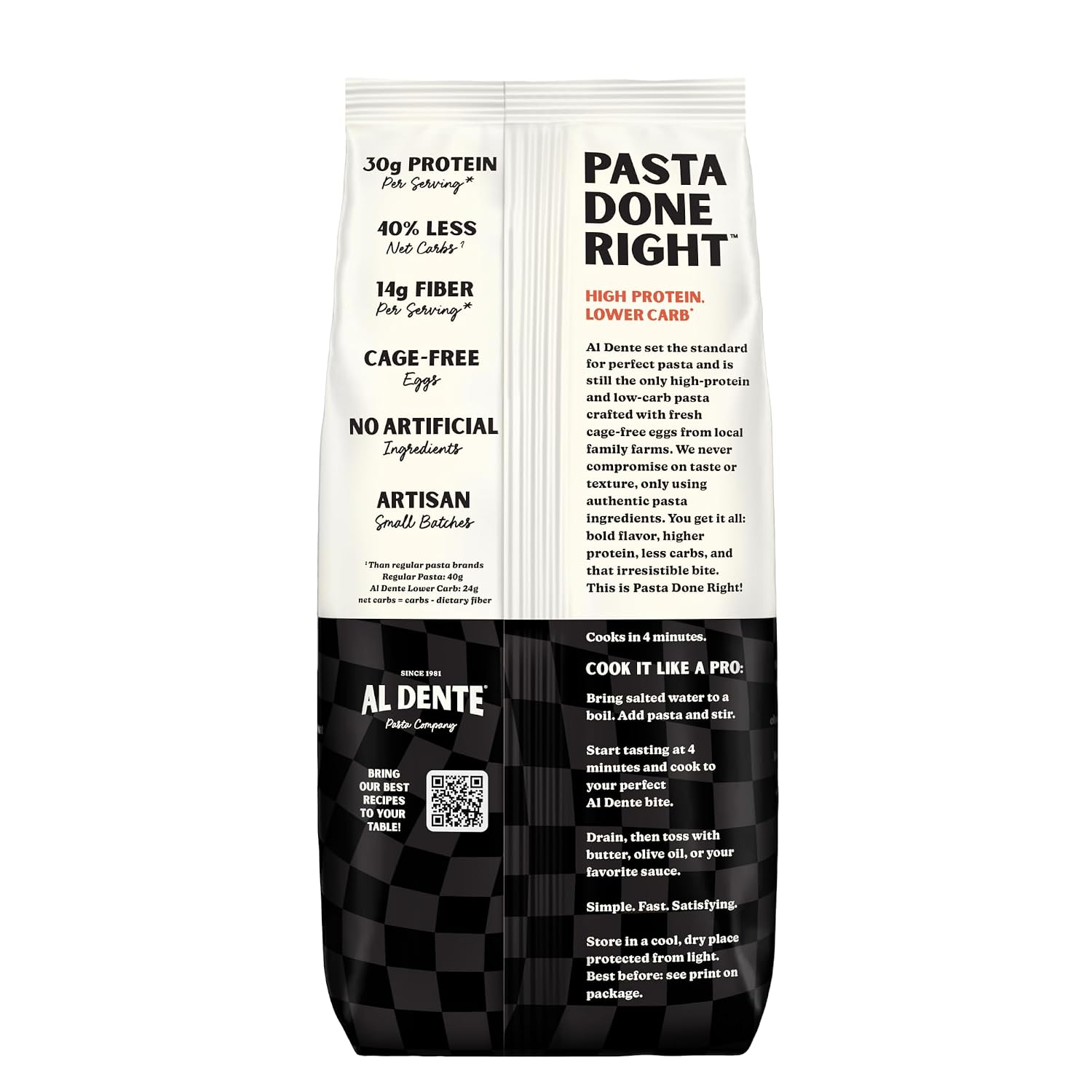 Al Dente Protein Egg Fettuccine 2-pack: 30g Protein from Eggs, Lower Carb | High Protein Fettuccine, No Beans/Legumes, Formerly Carba-Nada. Premium Pasta w/ Cage-Free Eggs, European Semolina Wheat
