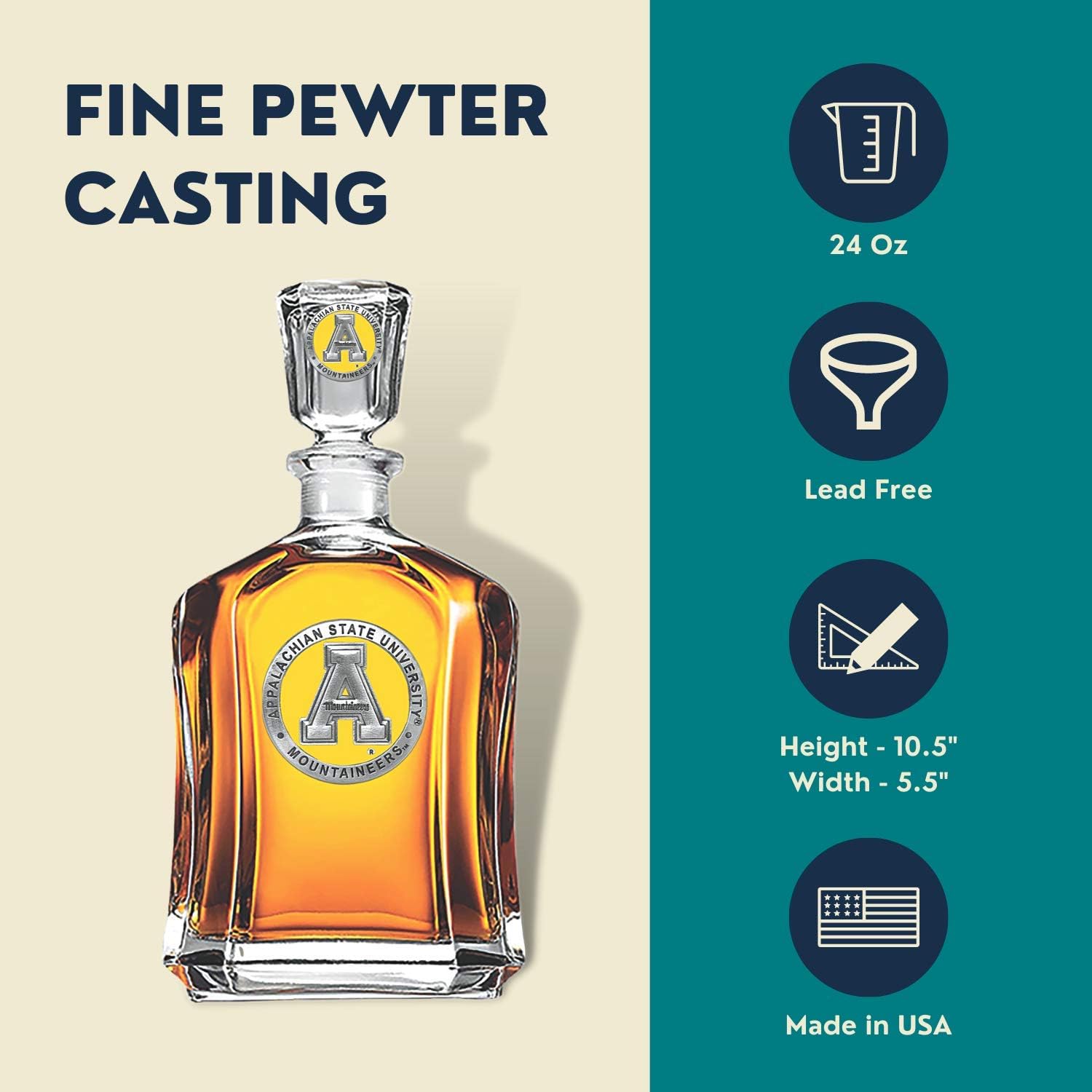 Marines Decanter – Eagle Globe & Anchor | 24 OZ Whiskey Decanter for Liquor with Airtight Stopper | Expertly Crafted Pewter Glass Clear