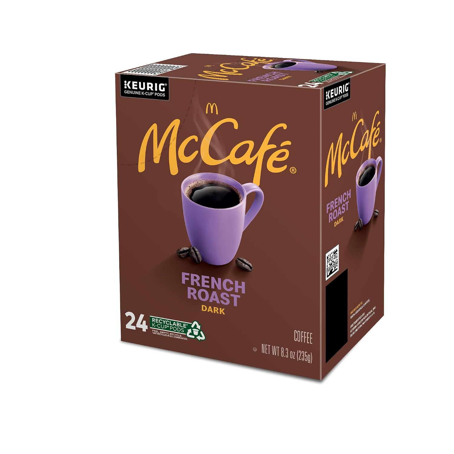 McCafe French Roast, Single Serve Coffee Keurig K-Cup Pods, Dark Roast, 96 Count (4 Packs of 24)