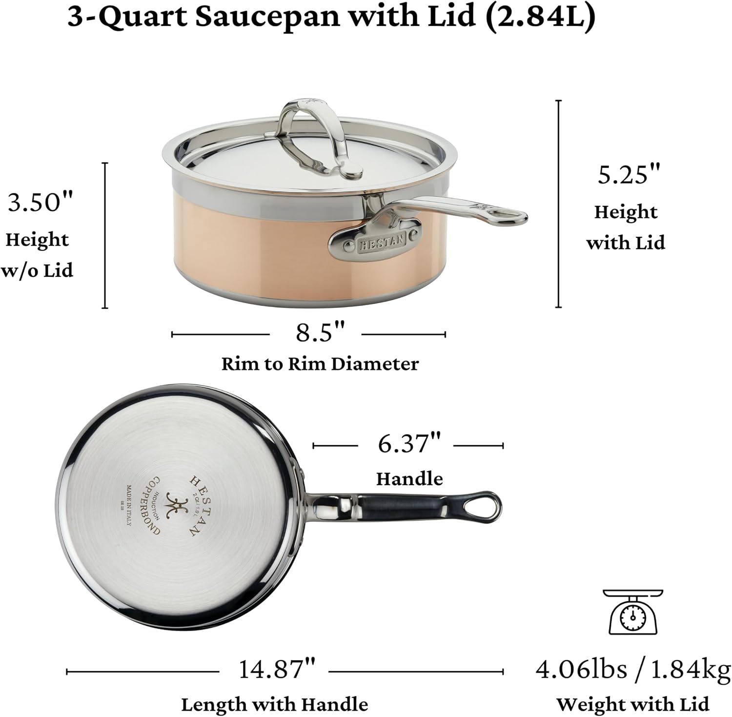 Hestan - CopperBond Collection - 100% Pure Copper Frying Pan, Induction Cooktop Compatible, 8.5-Inch