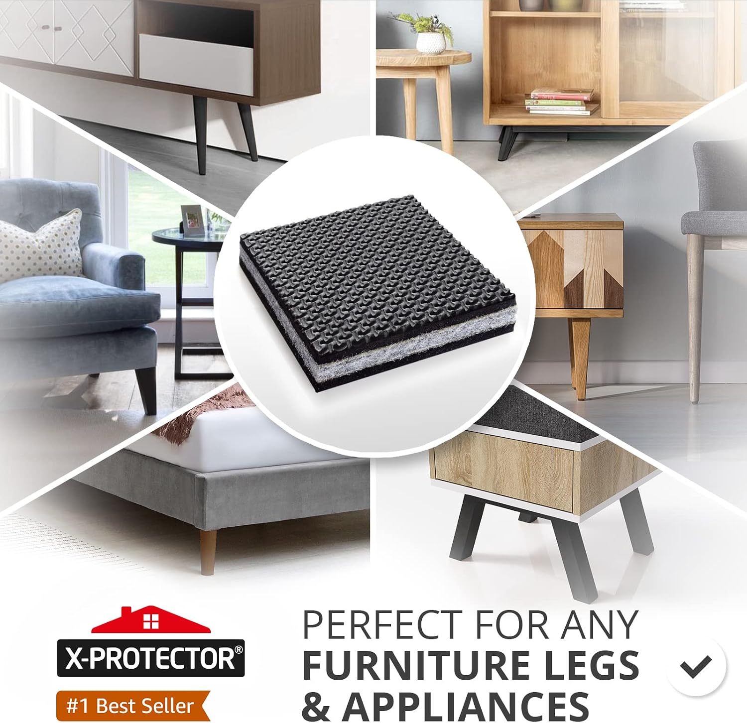 X-PROTECTOR Non Slip Furniture Pads – 12 Premium Furniture Grippers 3"! | Best SelfAdhesive Rubber Feet Furniture Feet – Ideal Non Skid Furniture Pad Floor Protectors – Keep Furniture in Place!