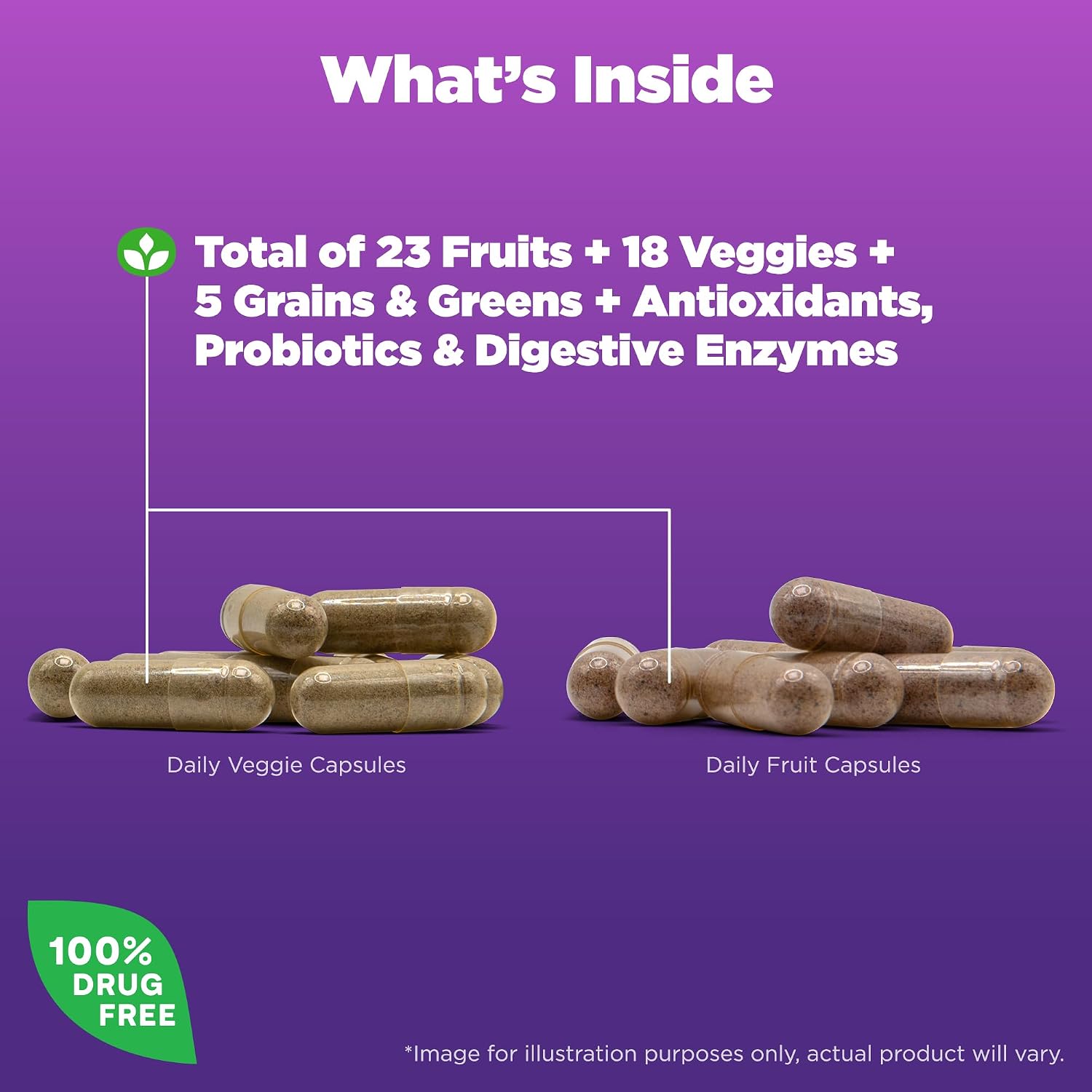 Natrol JuiceFestiv Vitamins and Supplements, 60 Capsules (2-Count) | For Nutrition & Well-being, Antioxidants for Cellular Health, Daily Fruit & Veggie Capsules, 120 Capsules, 30 Day Supply