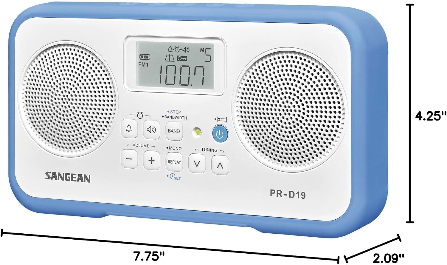 Sangean PR-D19BK FM Stereo/AM Digital Tuning Portable Radio with Protective Bumper (Gray/Black)