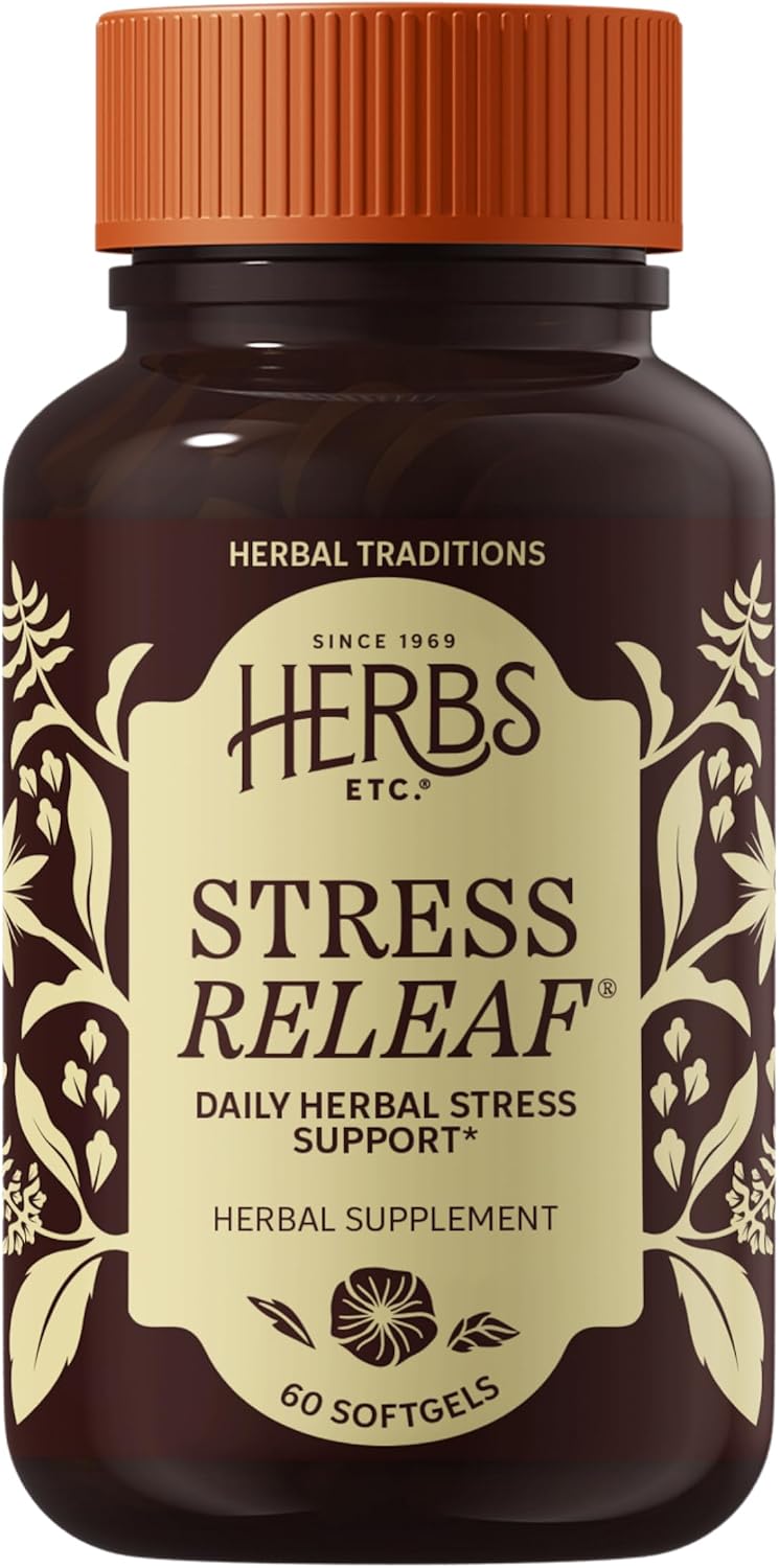 Herbs Etc. Stress ReLeaf Softgels - Herbal Supplement for Stress Support - Ashwagandha