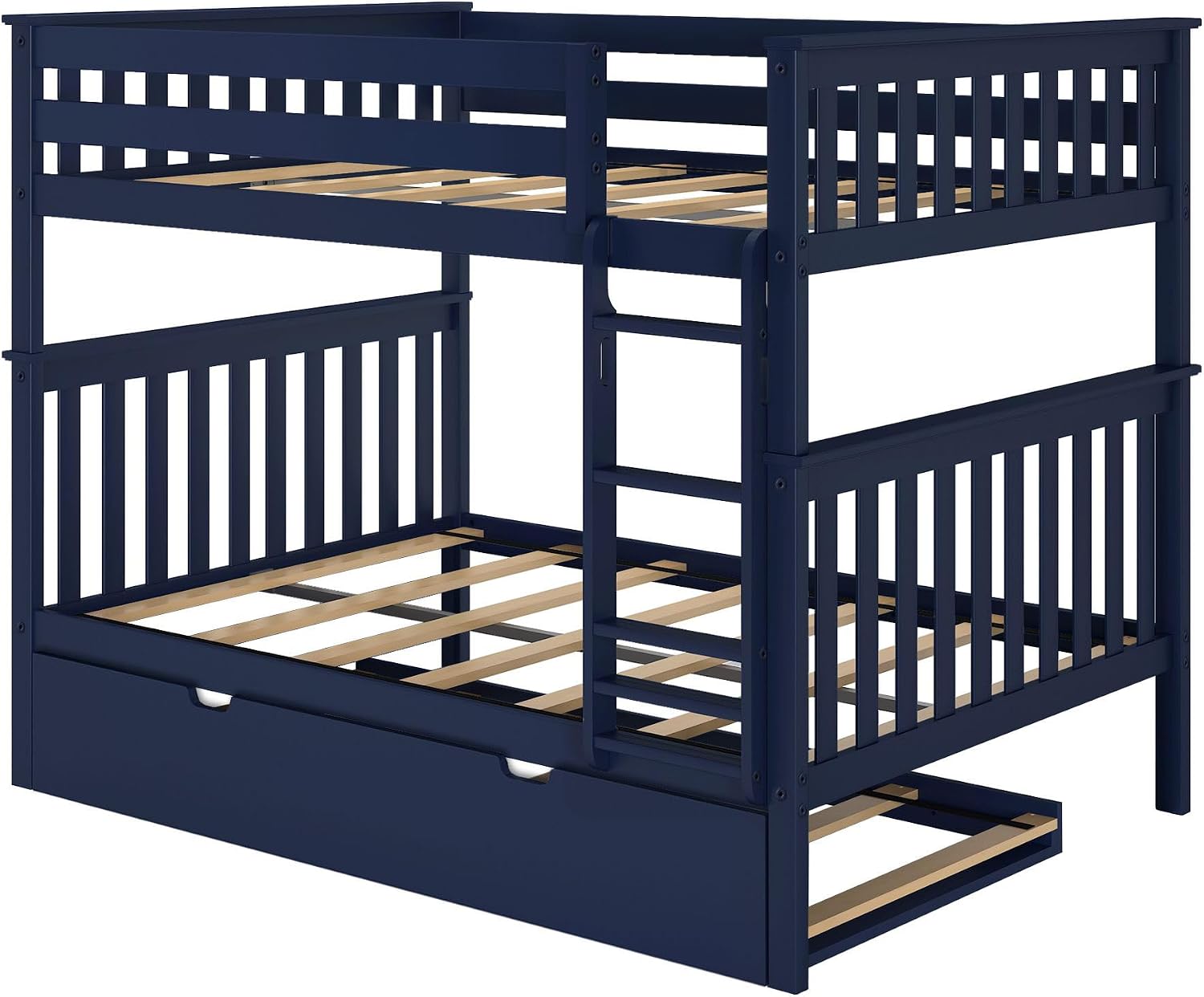 Max & Lily Bunk Bed Twin over Twin, Solid Wood Bunk Bed Frame with Ladder for Kids, 14" Safety Guardrails, Easy Assembly, No Box Spring Needed, White