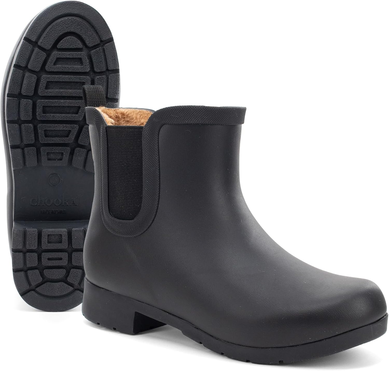 Chooka Women's Delridge Waterproof Faux Fur Chelsea Rain Boot Slip On