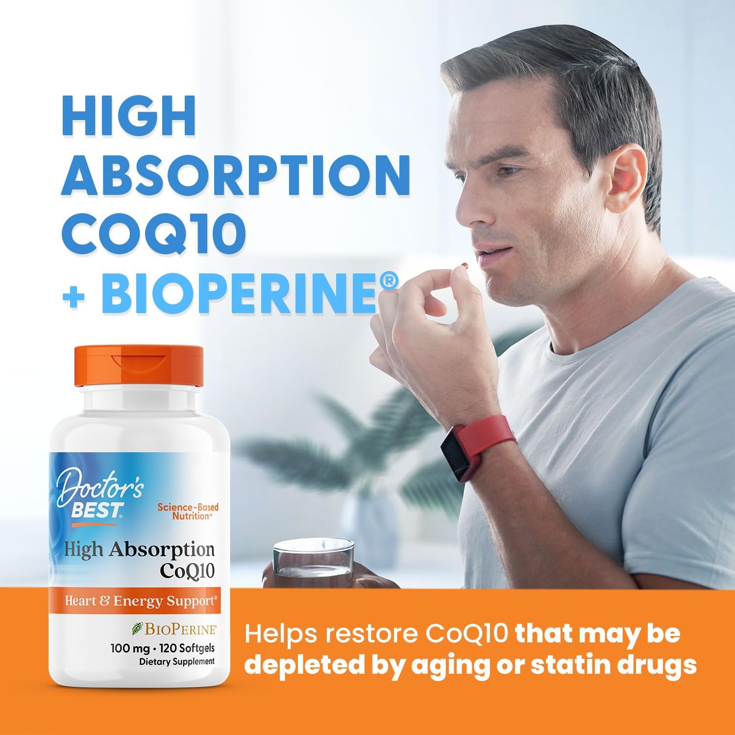 Doctor's Best High Absorption CoQ10 with BioPerine, Gluten Free Naturally Fermented, Heart Health & Energy Production, 100 mg, 60 SoFtgels