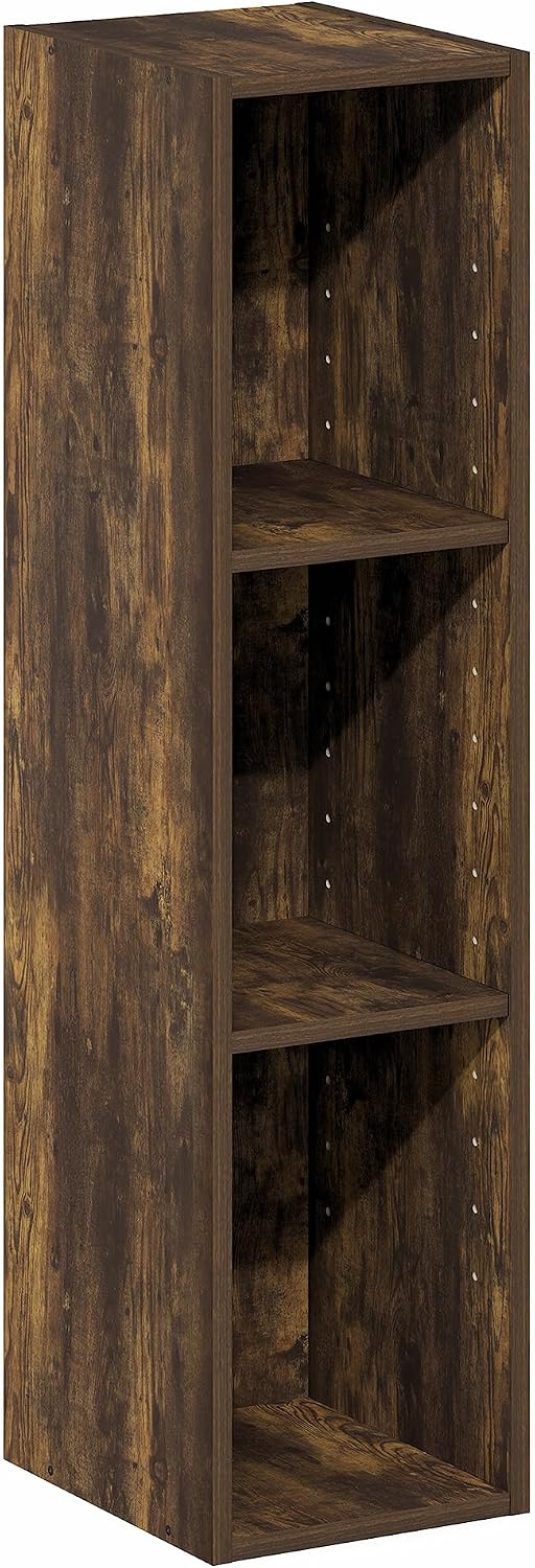 Furinno LUDER Book Shelf, 6-Tier Tall Modern Bookshelf, Bookcase with Open Shelves, 9.3 x 12 x 71, for Living Room, Bedroom, Home Office, White