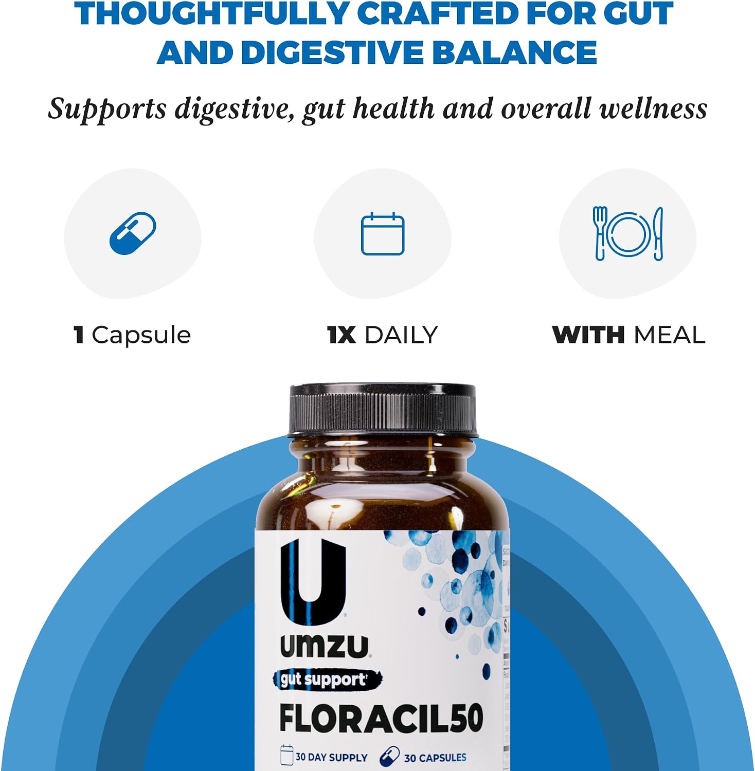 UMZU Floracil50 Probiotic Supplement, 50 Billion CFU, 30 Day Supply | Lactobacillus Acidophilus, Rhamnosus and Plantarum