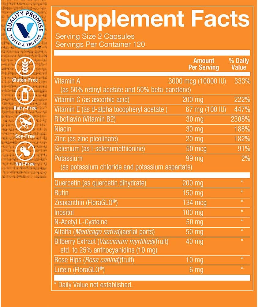 The Vitamin Shoppe Opti-Vue with FloraGLO Lutein - Eye Health & Vision Support | Comprehensive Eye Formula | 240 Capsules | Macular Health