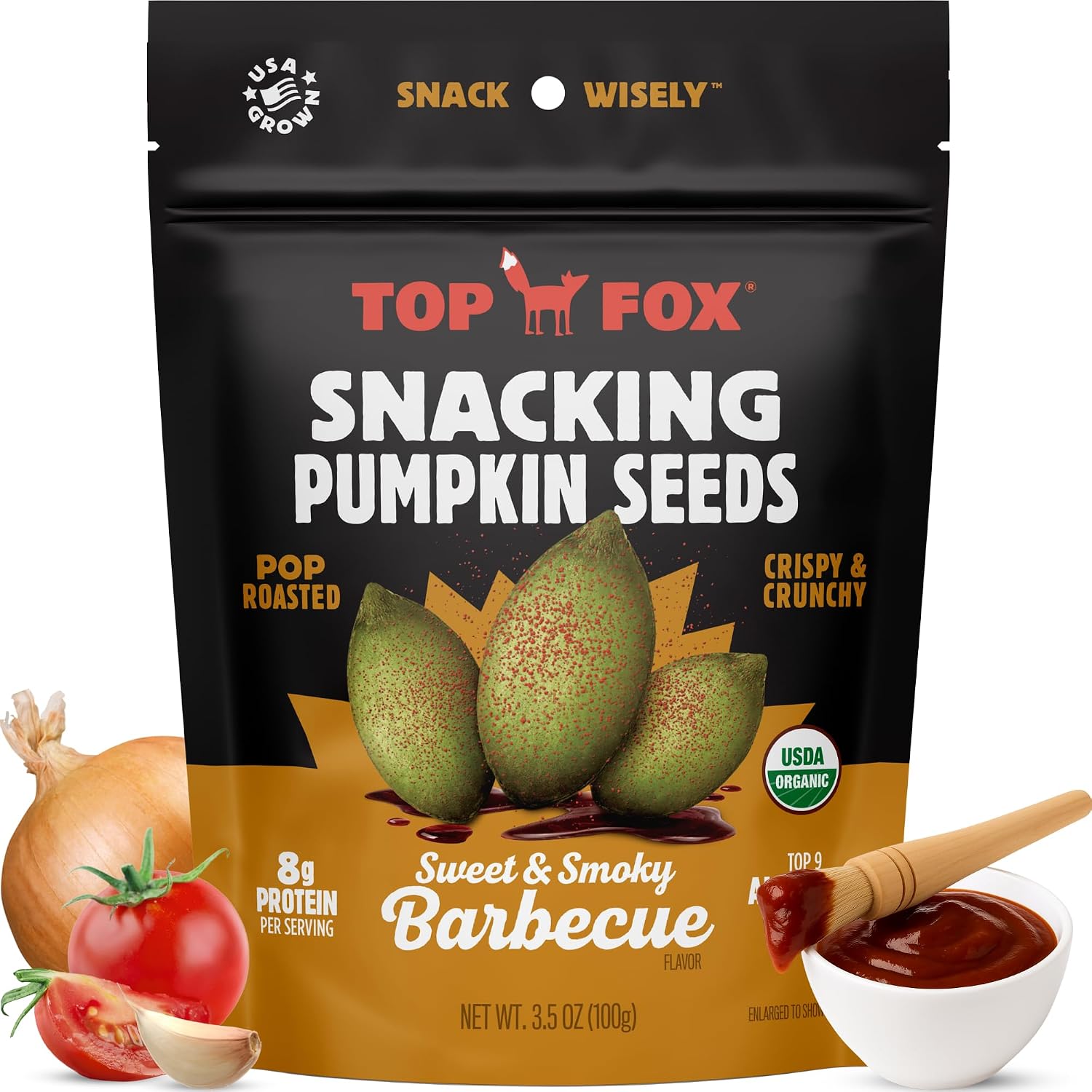 Top Fox Snacks - Organic Pop-Roasted Pumpkin Seeds | Healthy Protein Snacks - Gluten Free - Keto and Vegan Friendly (Himalayan Salt, 3.5 oz - 2 Pack)
