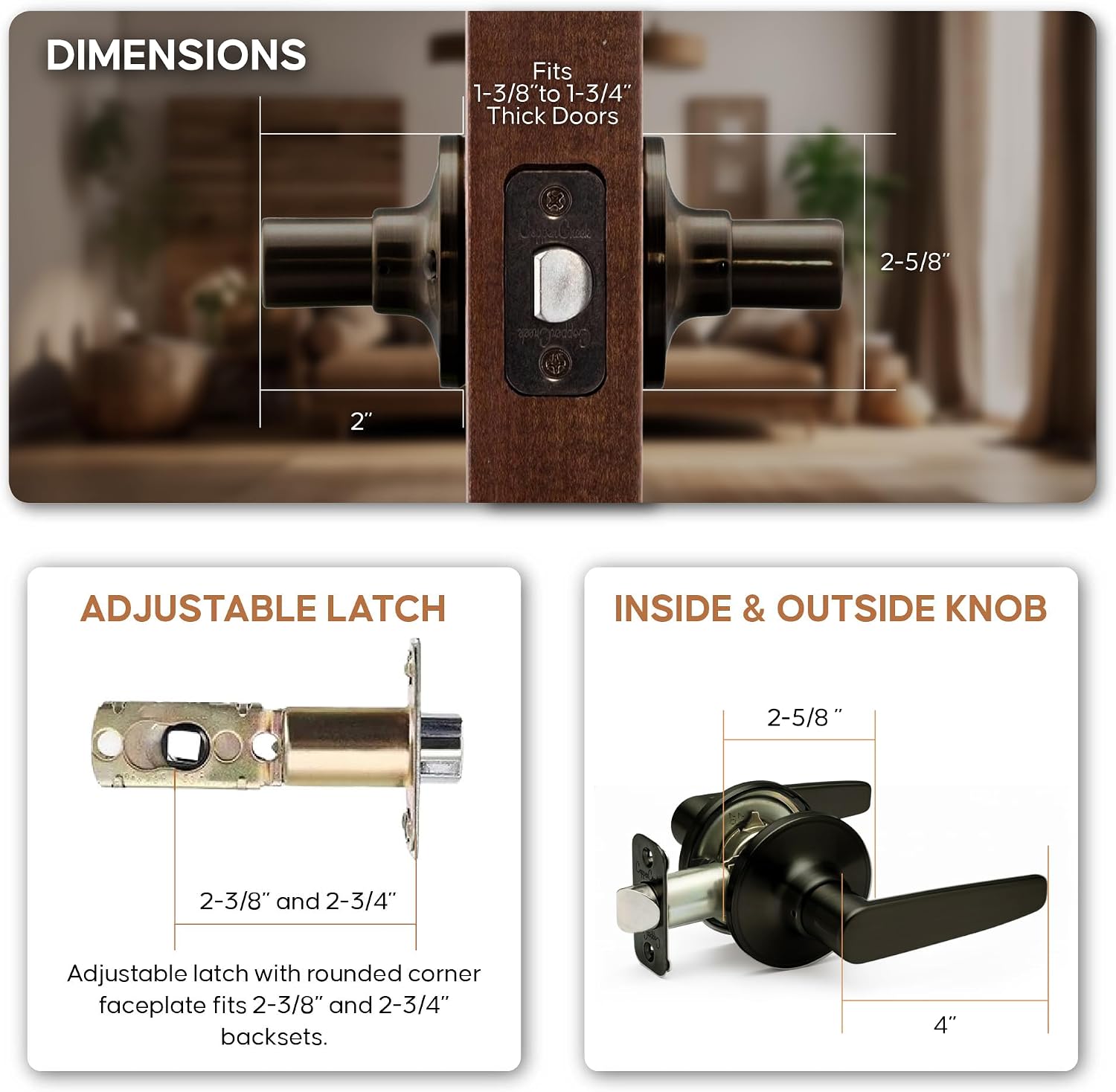 Copper Creek DL1231SS Daley Push Button Privacy Door Lever, Satin Stainless