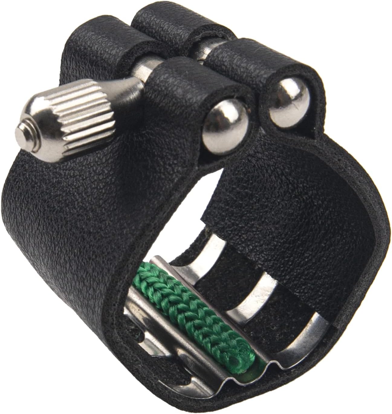 2Pcs Yootones Black Artificial Leather Saxophone Mouthpiece Sax Ligature Fastener Compatible with Saxophone Rubber Mouthpiece (Tenor saxophone)