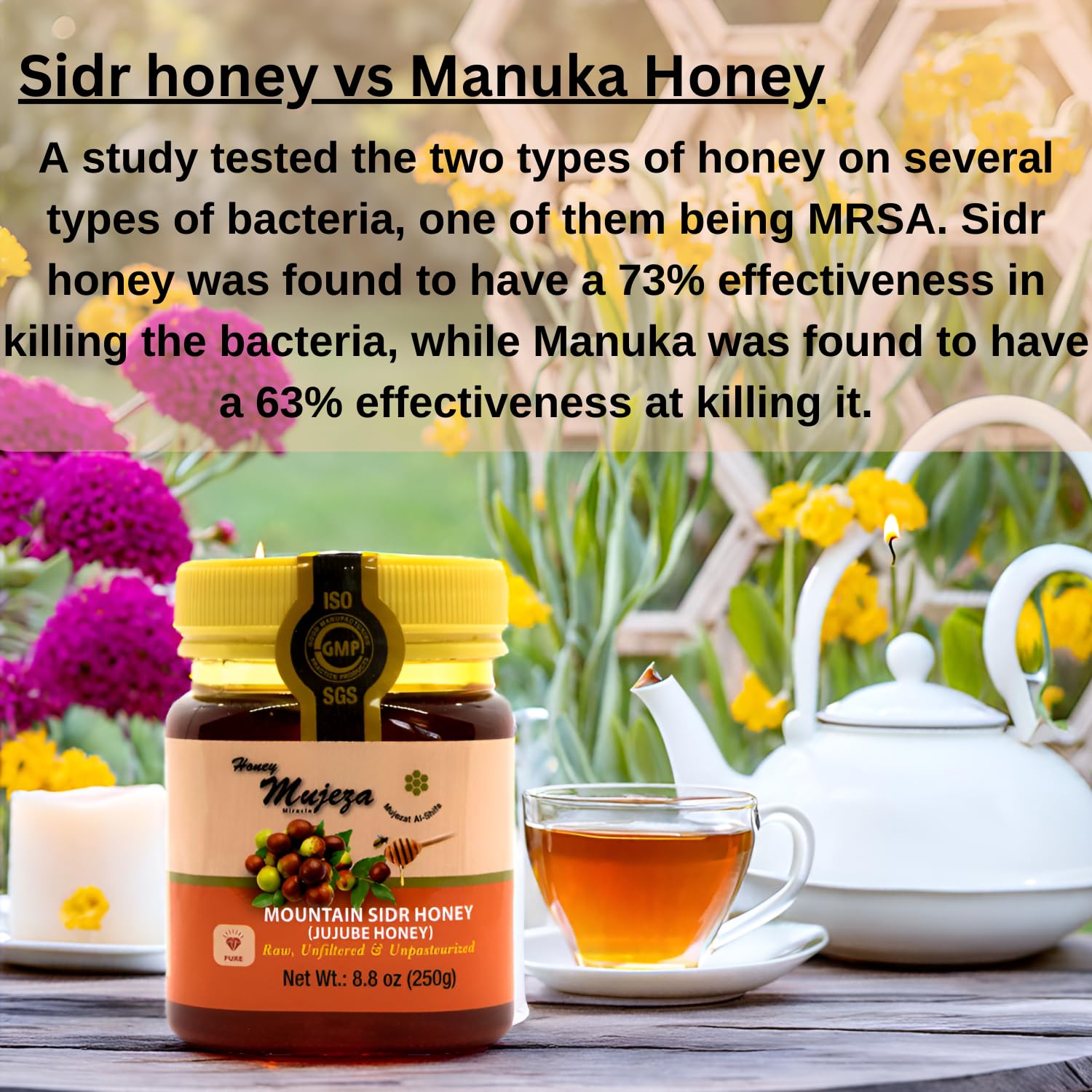 Authentic Mountain Sidr Honey - Jujube Honey, Supports Mental Health, Memory and Cognition, 100% Natural, Raw Liquid Honey, Gluten Free (500g / 17.6oz)