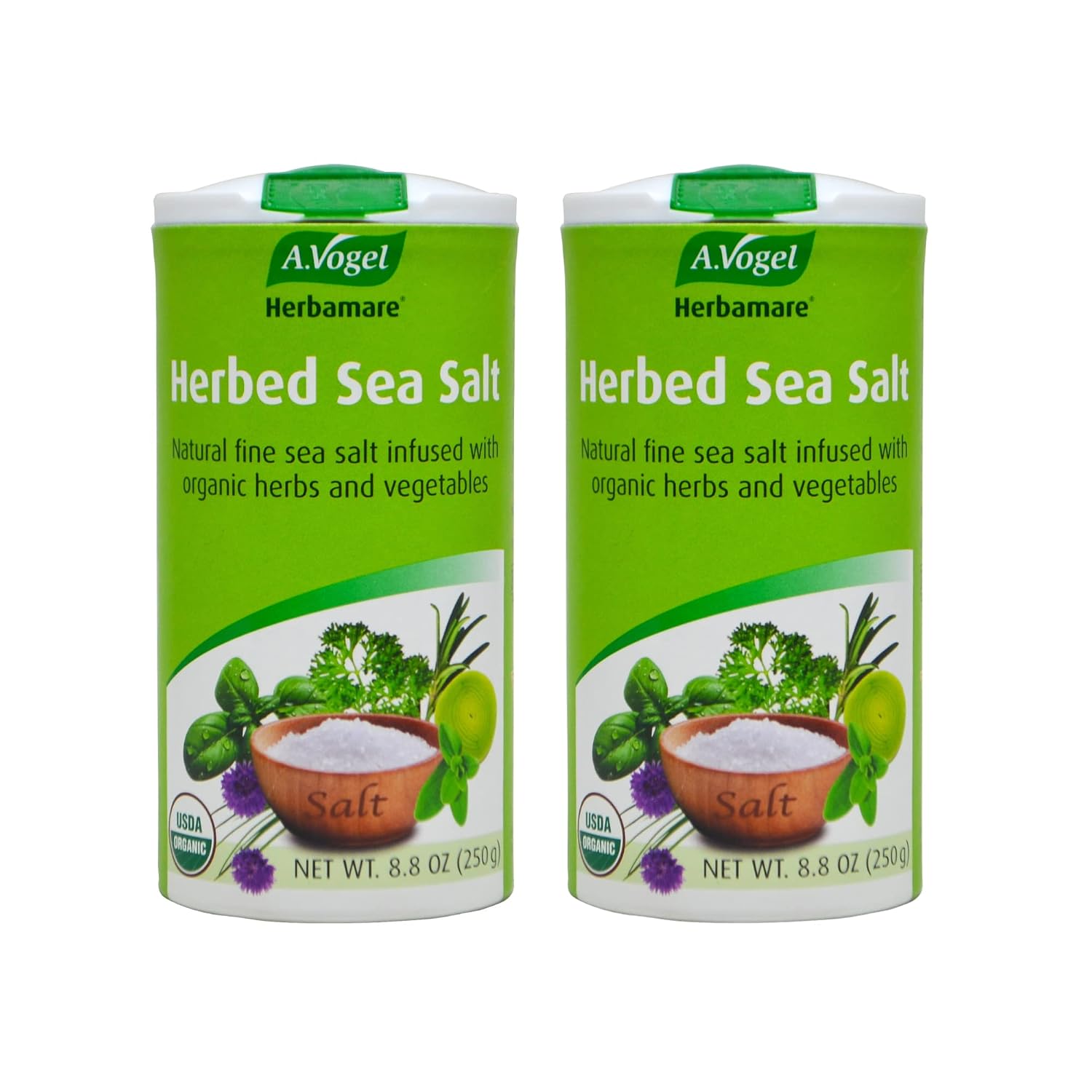 A. Vogel Herbamare Organic Seasoning Salt 8.8Oz. 6 Per Case | 33% Less Sodium - Infused with 12 Herbs & Vegetables - No Artificial Flavors or Preservatives - Keto & Paleo Friendly