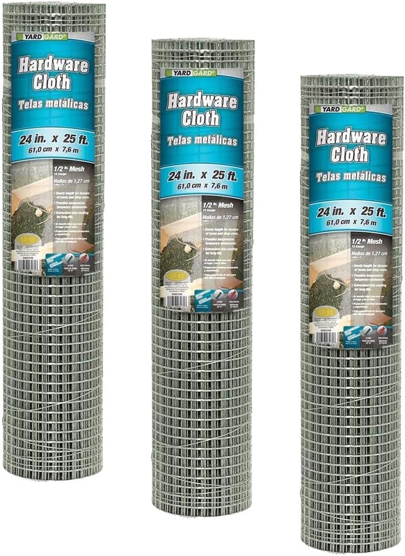 YARDGARD – 1/2 Inch Mesh Welded Wire Fence Hardware Cloth – 24 in. x 25 ft. 19‑Gauge Galvanized Steel – for Chicken Coops | Garden Protection | Bird and Rabbit Enclosures