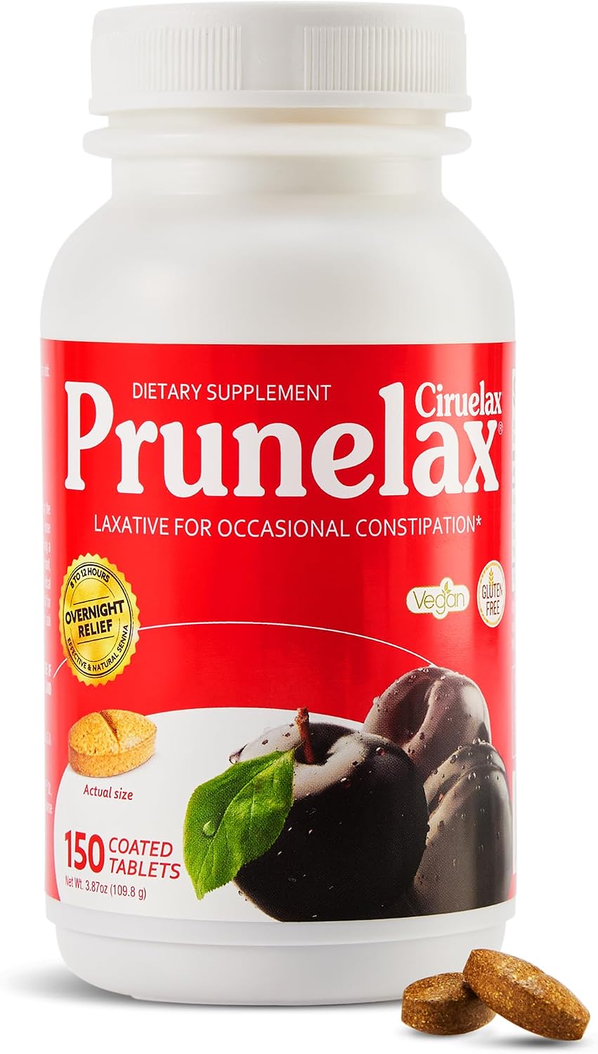 Prunelax Ciruelax Regular Strength Laxative Mini Tablets - Overnight Relief for Occasional Constipation, Senna Extract, Vegan & Gluten-Free