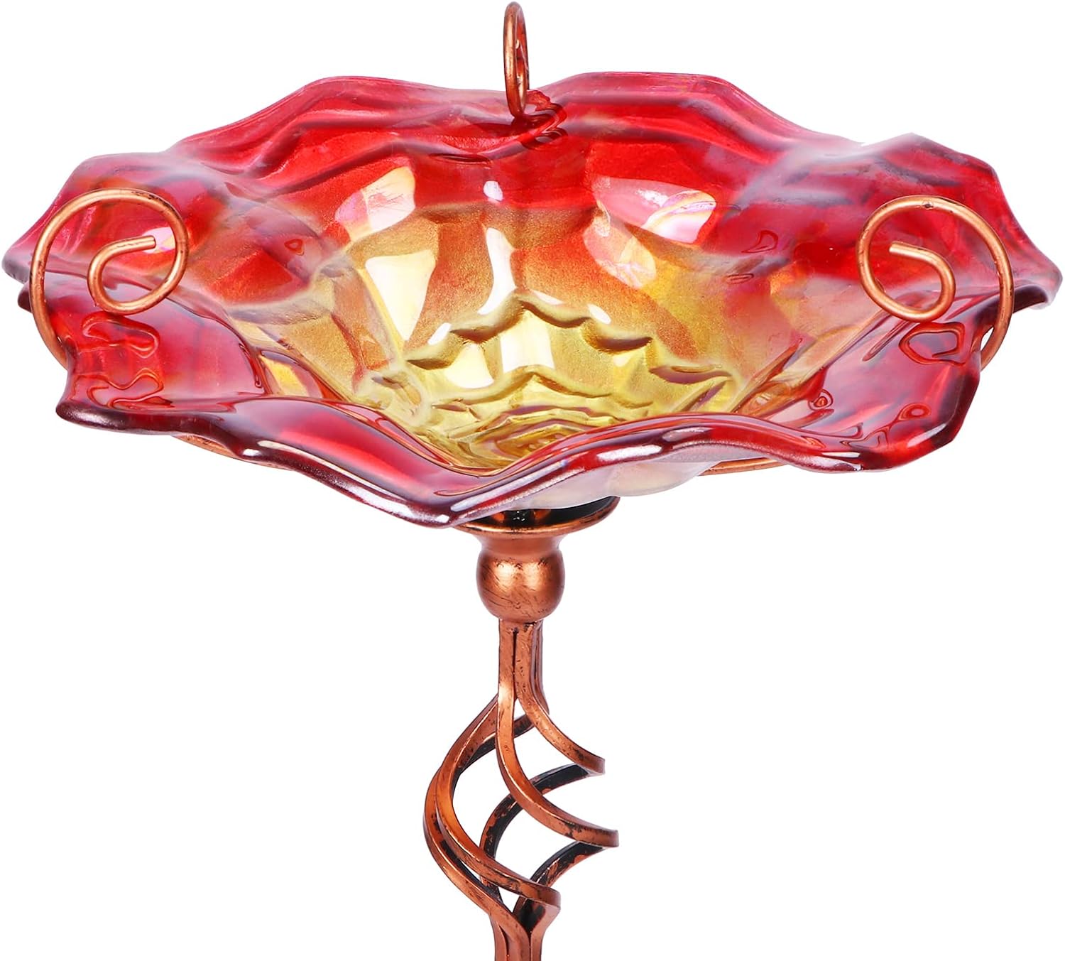 VCUTEKA Glass Bird Bath Outdoor Birdfeeder with Metal Stake Garden Decor