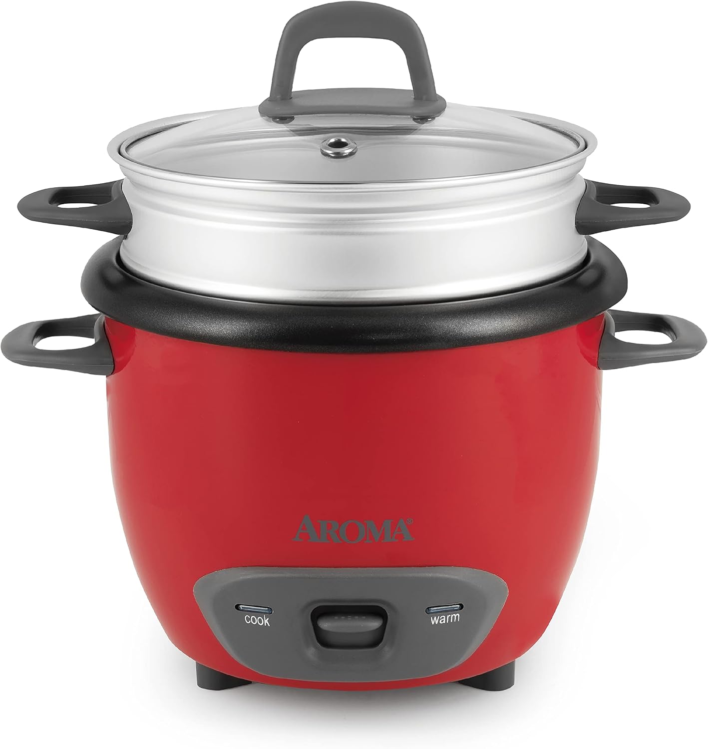 AROMA® Rice Cooker, 3-Cup (Uncooked) / 6-Cup (Cooked), Steamer, Small Rice Cooker, Oatmeal Cooker, Soup Maker, Auto Keep Warm, 1.5 Qt, White, ARC-743-1NG