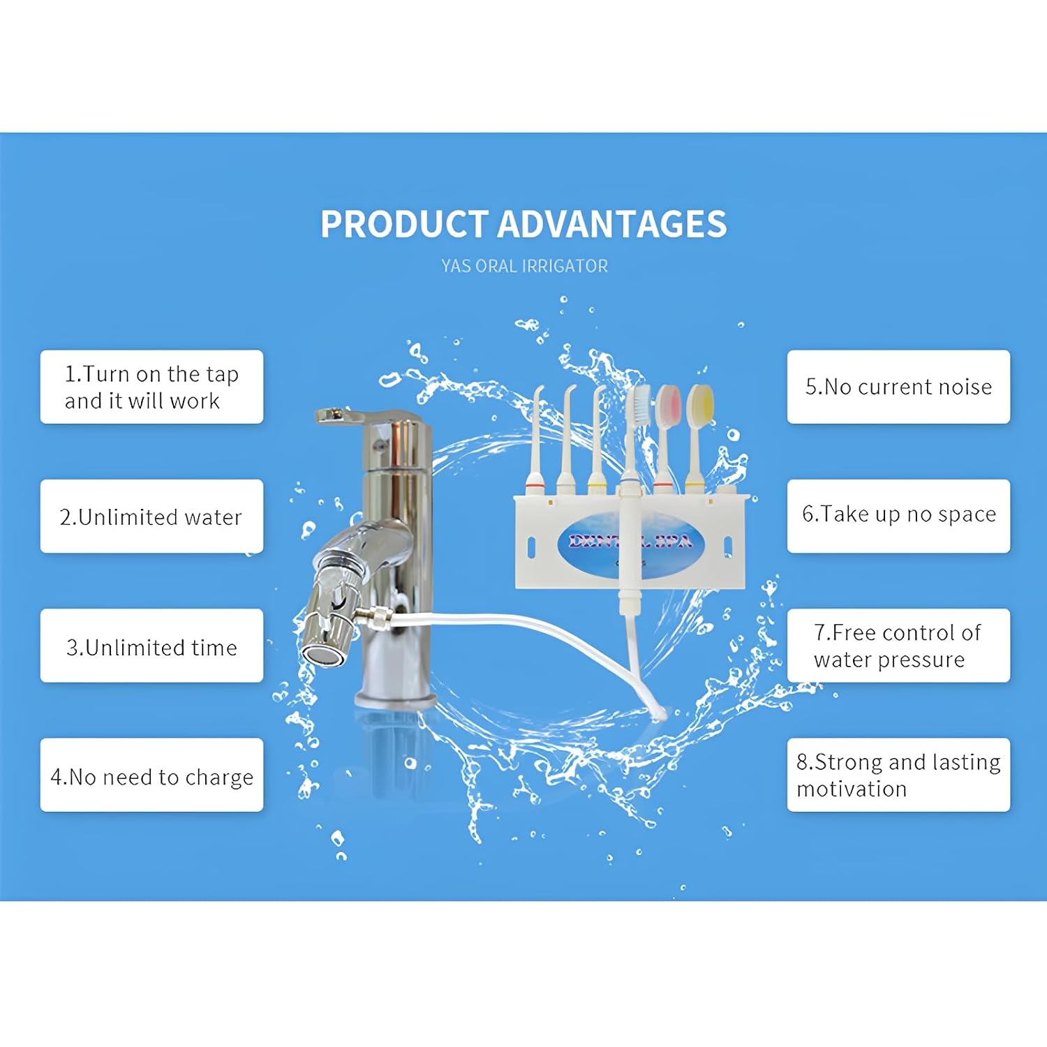 Water Flosser for Family Use 3 Jet Tips & 3 Toothbrush for Faucet & Shower, Oral Irrigator Non-Electric Safety , Dental Oral Care Tooth Cleaning