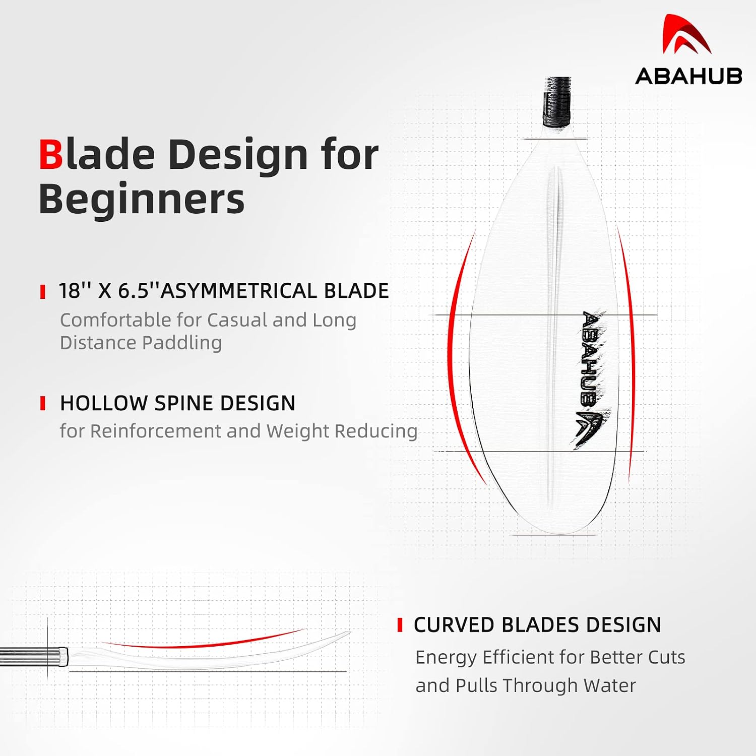 Abahub Kayak Paddle with Free Leash 220-240cm Kayaking Oars