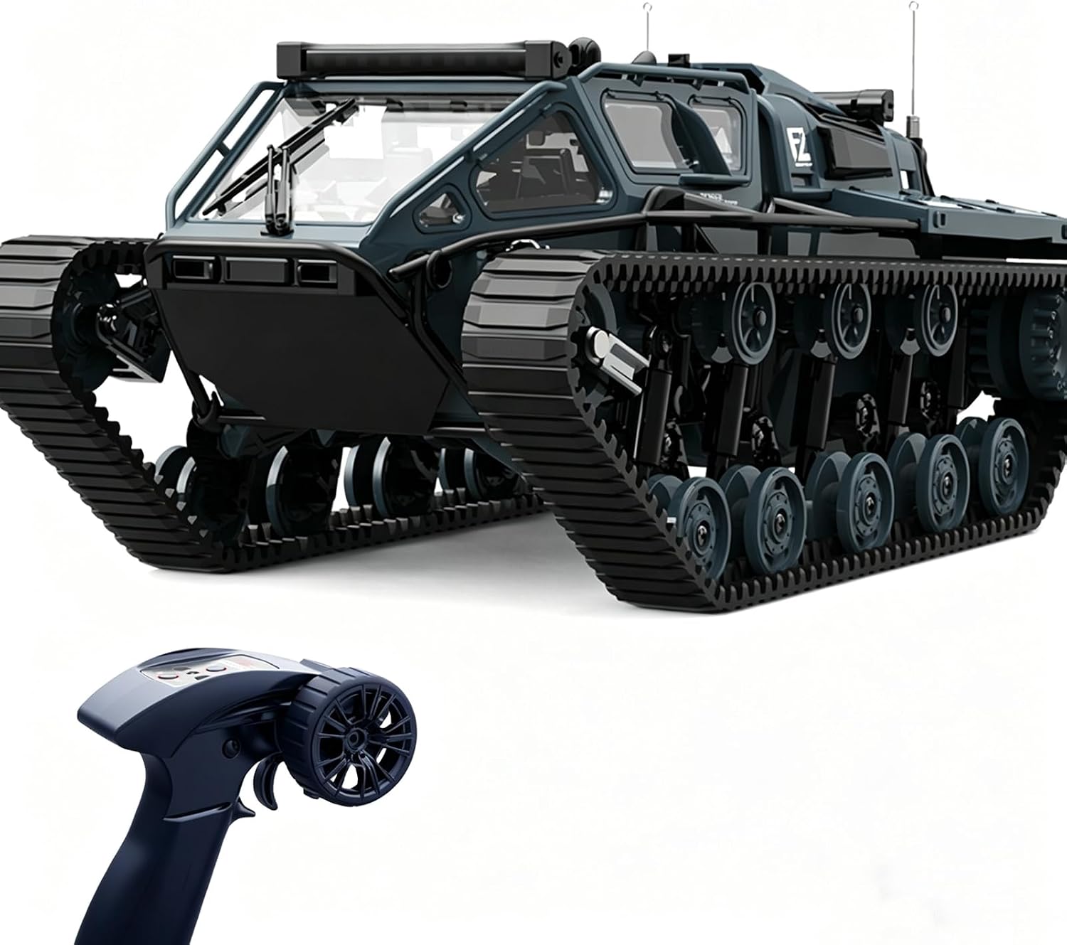 XINGRUI 1:18 RC Military Truck, 50 Min Playtime Remote Control Car, 2.4Ghz 4WD Off-Road Vehicle, All Terrain Toy with LED Lights, Gift for Boys Girls Ages 6+