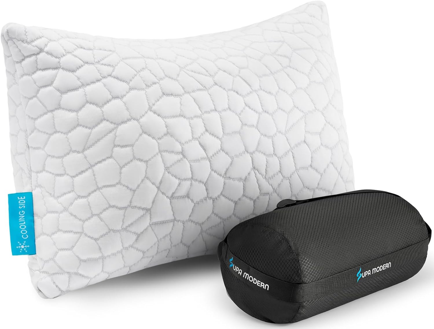 SUPA MODERN Cooling Pillow Queen Size Set of 2, CertiPUR-US Shredded Memory Foam Pillows for Sleeping, Cool Bed Pillows for Hot Sleepers, Adjustable Firm Pillow for Side,Back,Stomach Sleepers