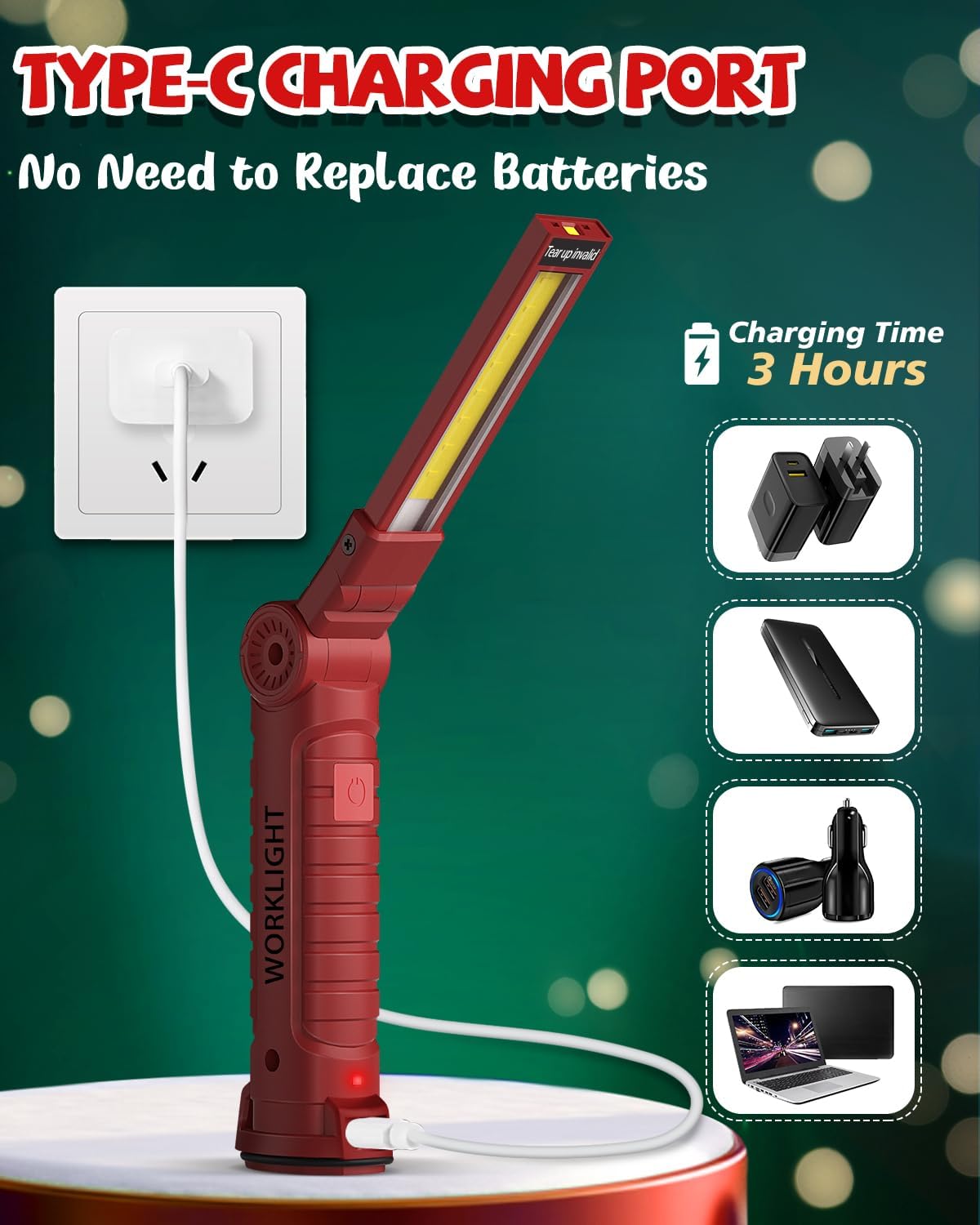 Coquimbo 2 Pack Rechargeable Work Light, Christmas Tool Gifts for Men Dad