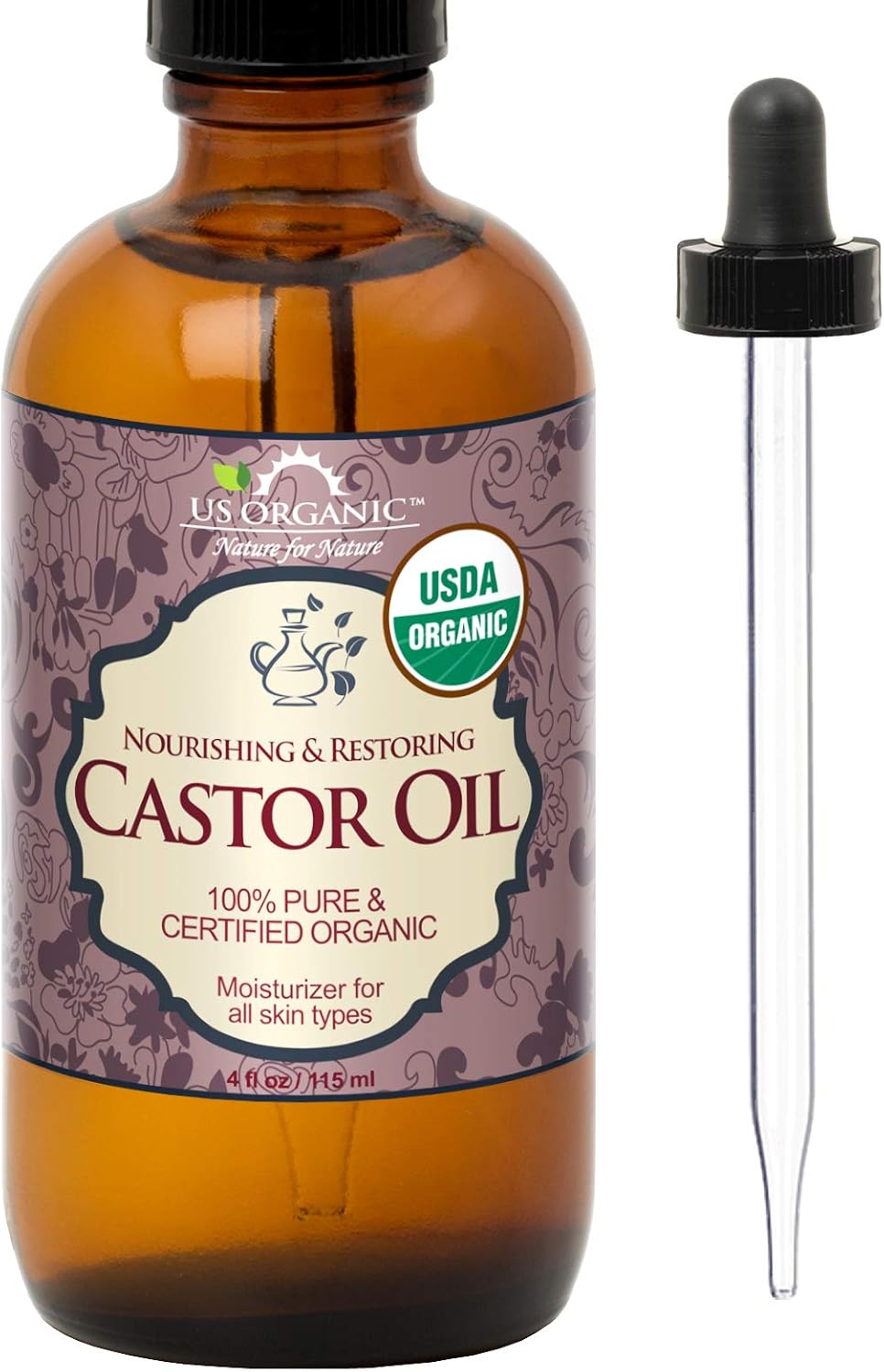 US Organic Moroccan Argan Oil, USDA Certified Organic,100% Pure & Natural, Cold Pressed Virgin, Unrefined, 2 Oz in Amber Glass Bottle, for Hair treatment, Skin, Nail, Cuticle, Sourced from Morocco.