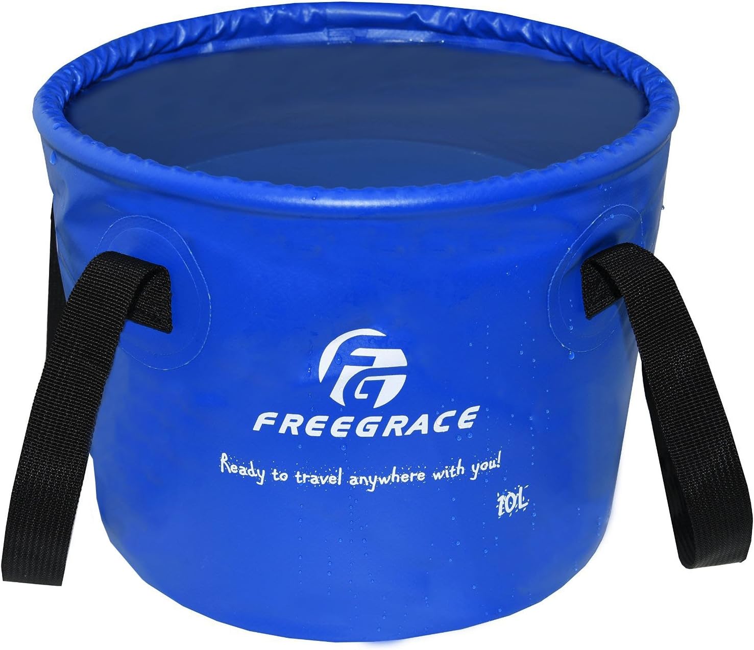 Freegrace Collapsible Bucket with Mesh Tool Pocket - 10L, 16L & 23L Portable Folding Water Container - Heavy Duty 500D Tarpaulin, BPA-Free Wash Basin for Camping, Fishing, RV, and Car Washing