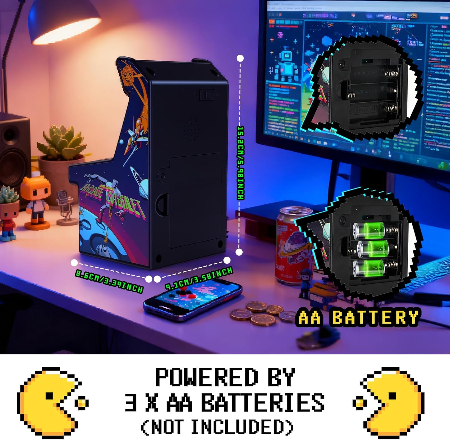 16 Bit Mini Arcade Machine Handheld Games Console for Kids Adults, 8-Way Joystick, 2.5'' Large Screen, 220 Built-in Classic Video Games, Gift for Kids