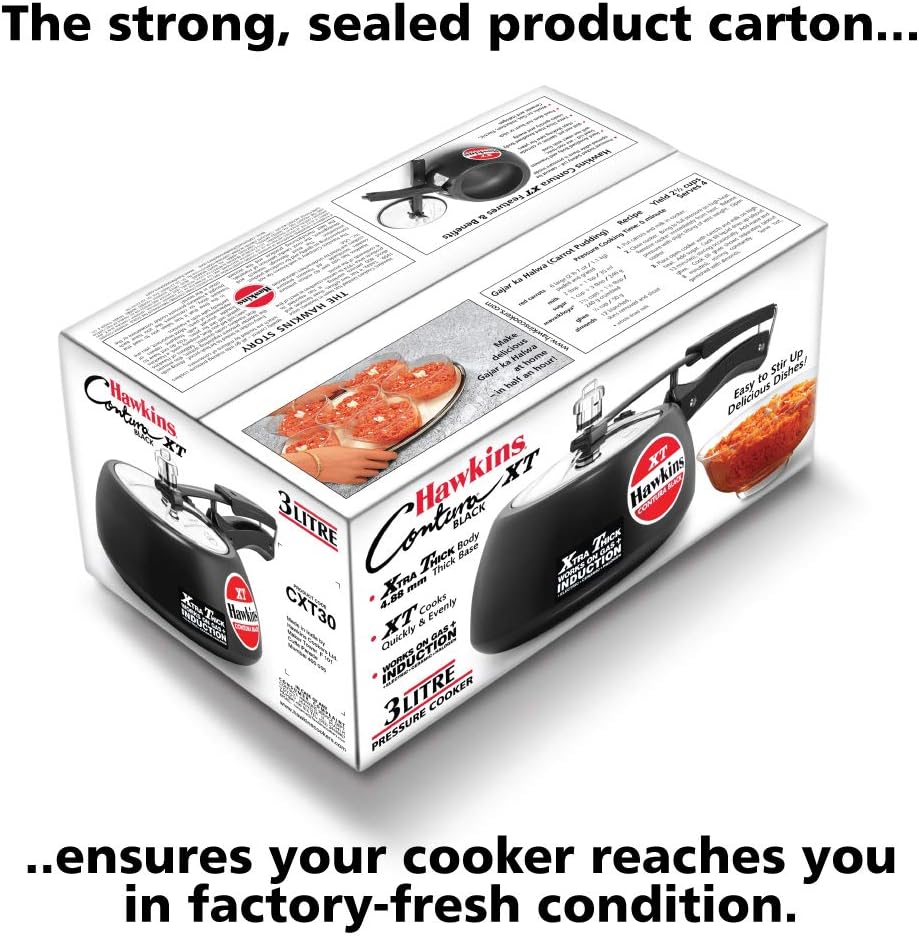Hawkins Contura Hard Anodized Induction Compatible Extra Thick Base Pressure Cooker, Black, 5L
